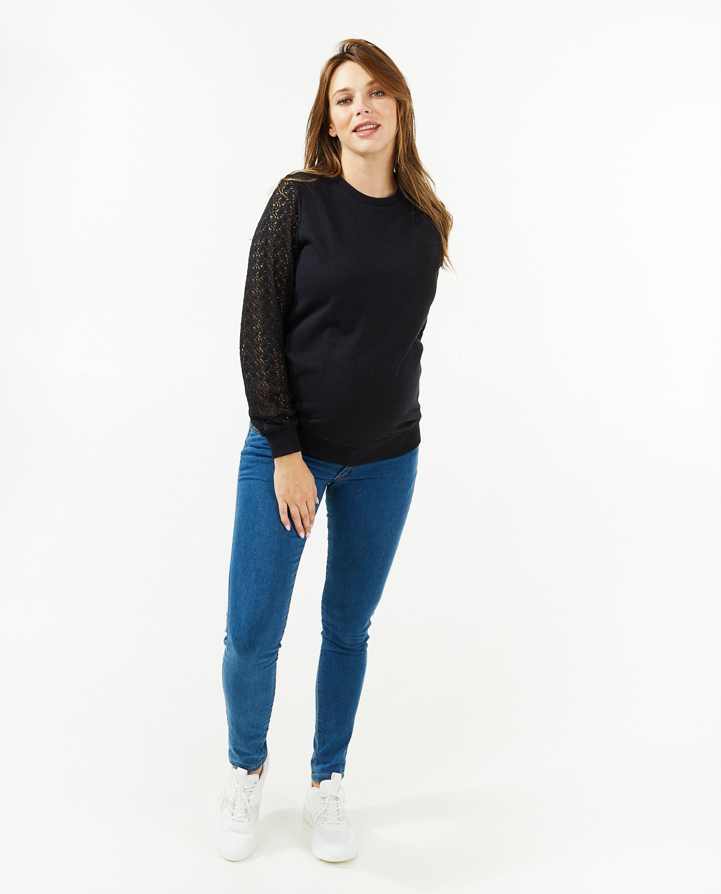 Zwangerschapssweater met kanten mouwen - null - Atelier Maman