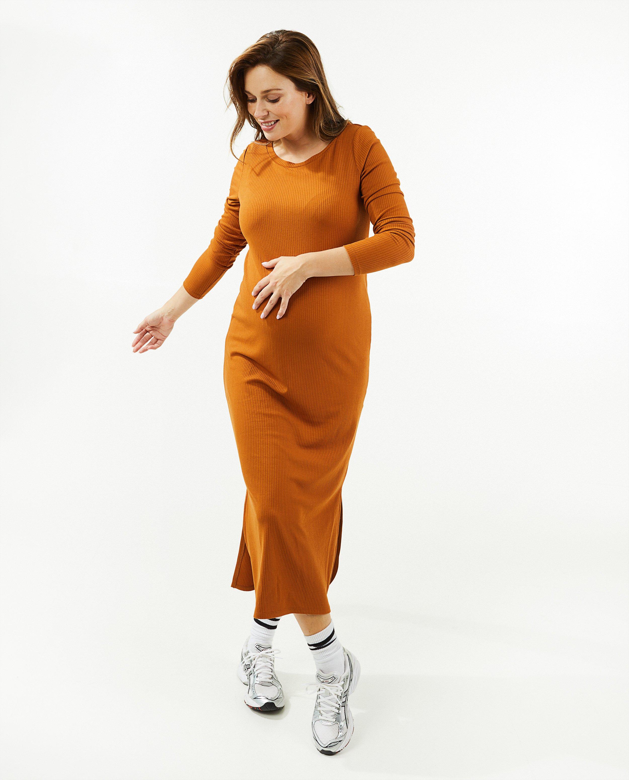 Zwarte zwangerschapsjurk met rib - Product Detail - bruin - afbeelding nummer 3