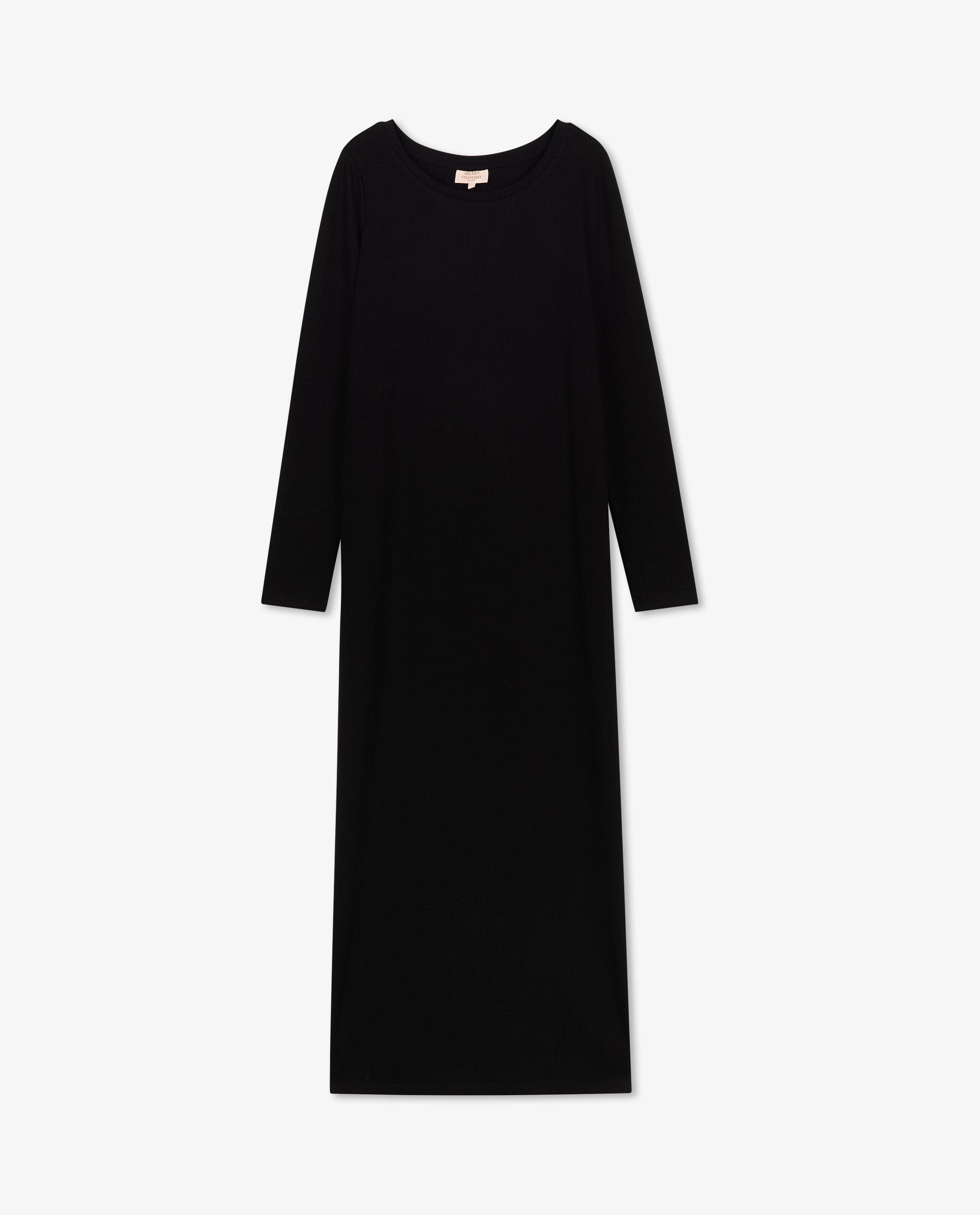 Robes - Robe noire côtelée, coupe près du corps, grossesse