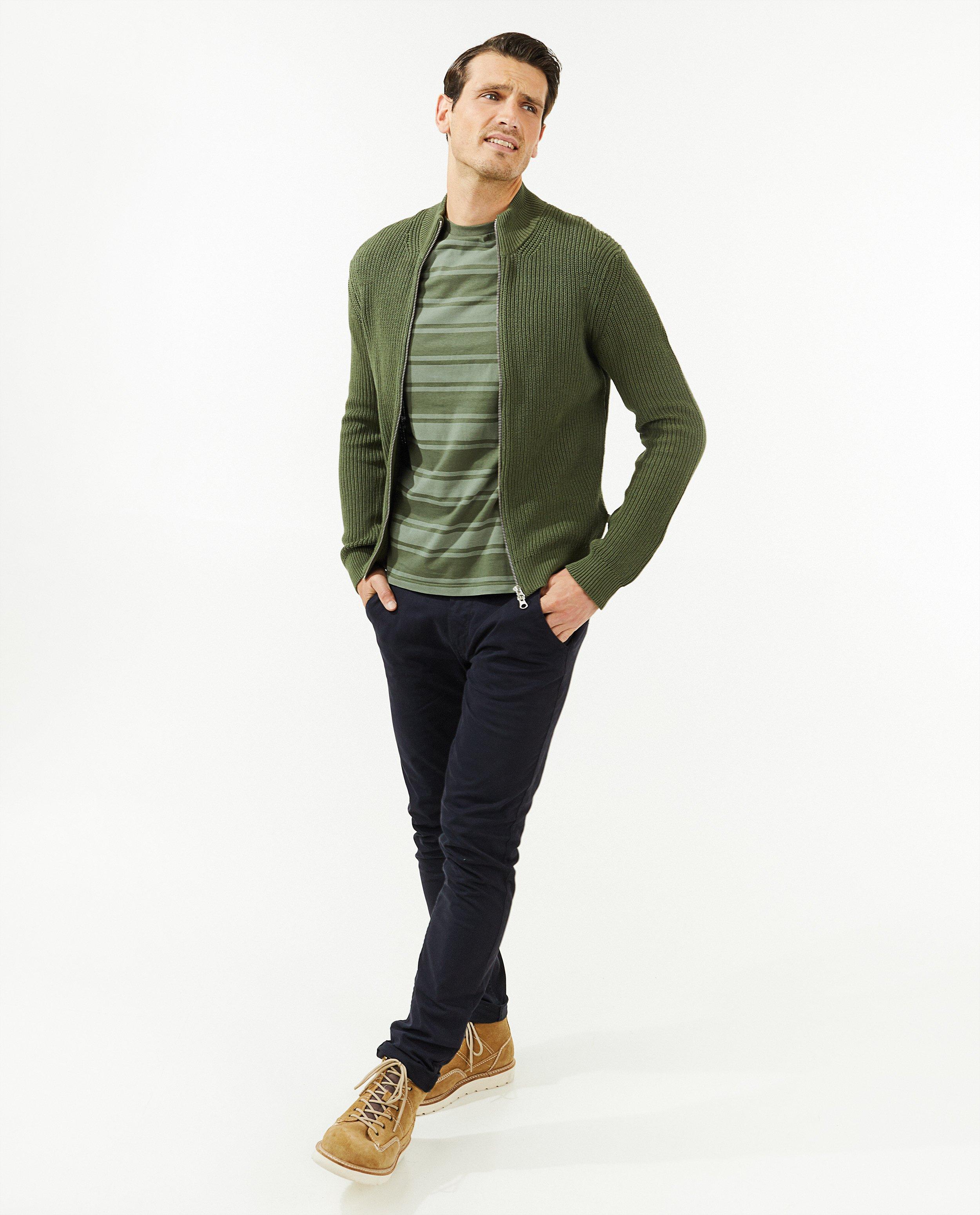 Donkergroene cardigan met rits - Product Detail - khaki - afbeelding nummer 1