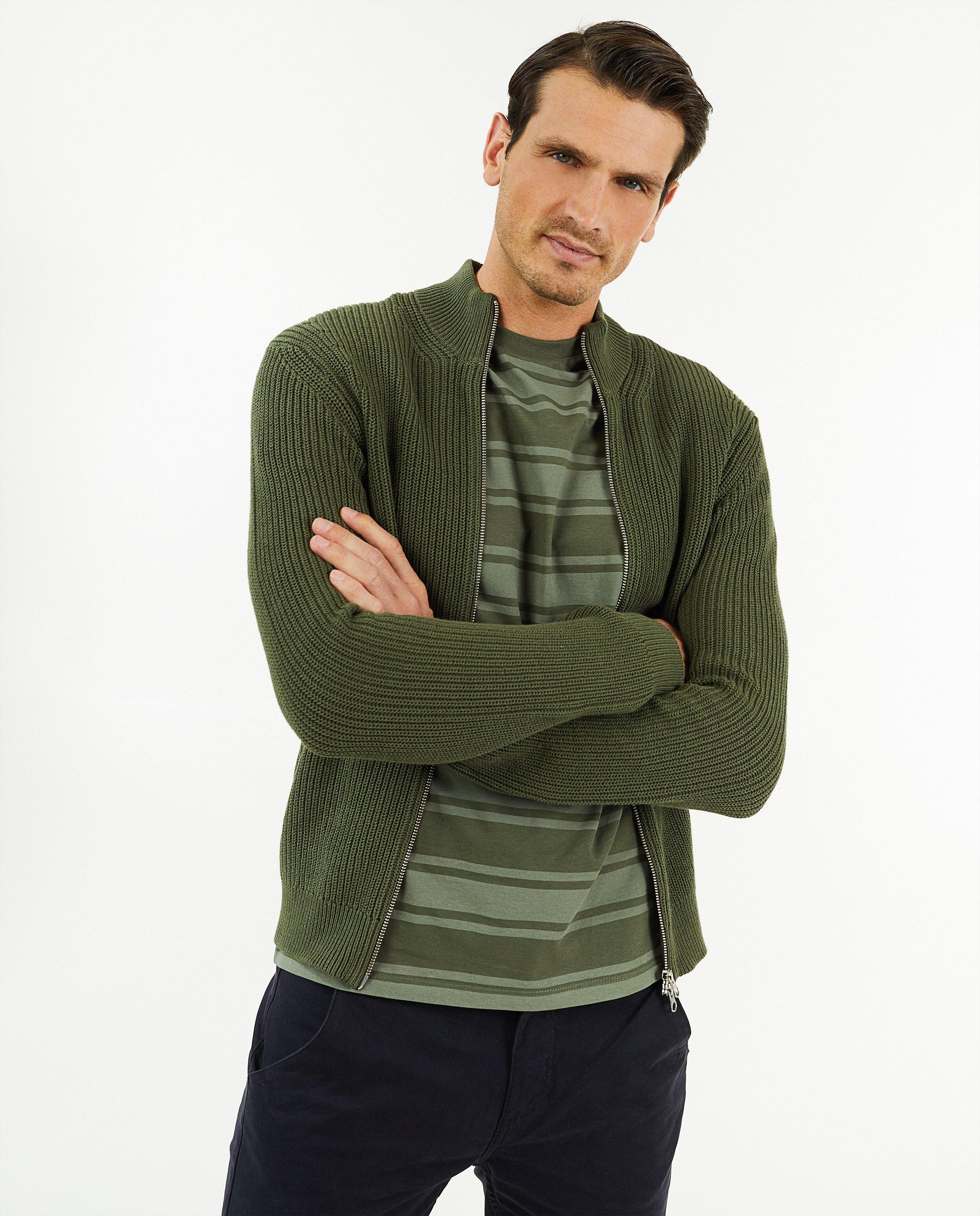 Donkergroene cardigan met rits - Product Detail - khaki - afbeelding nummer 2