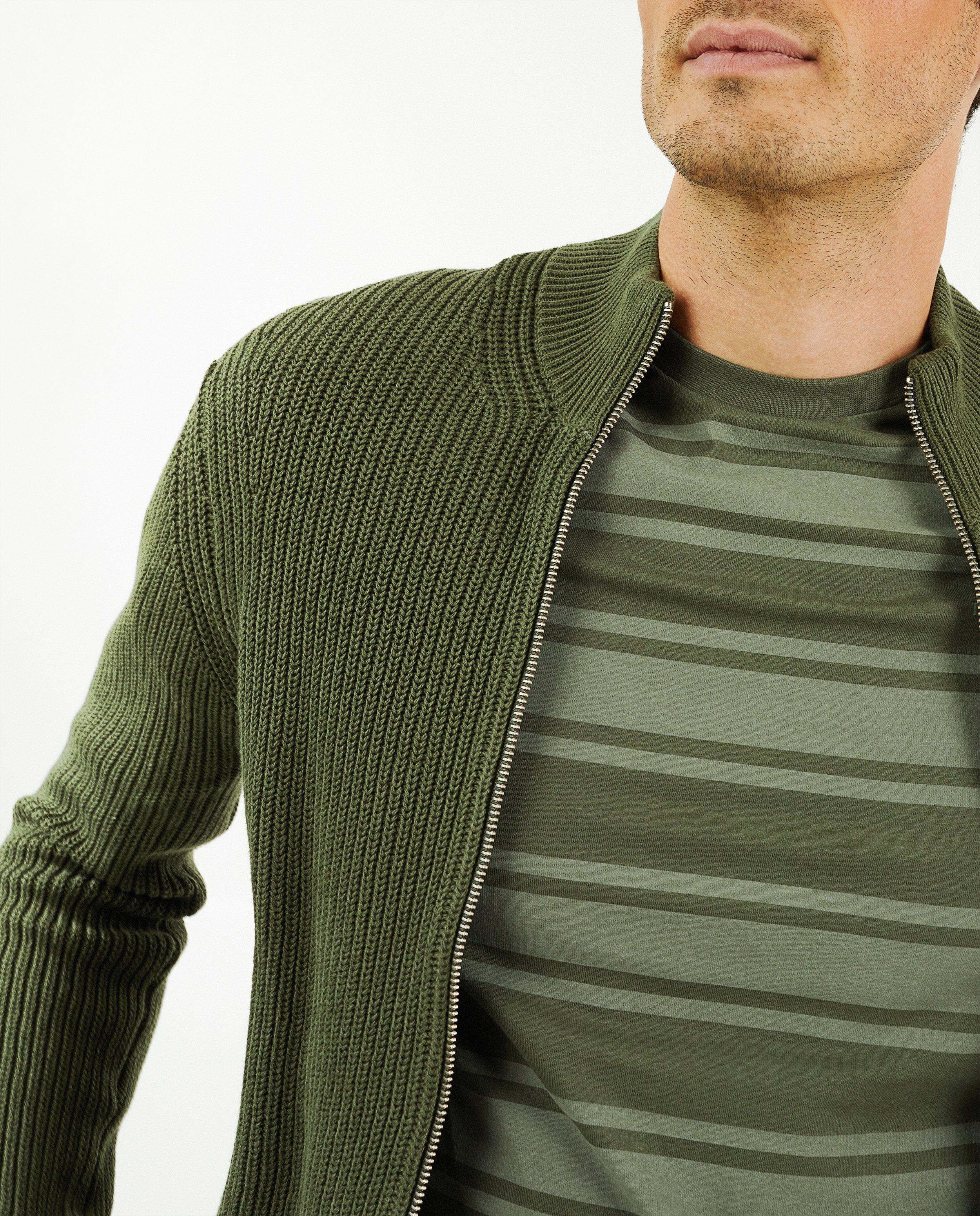 Donkergroene cardigan met rits - Product Detail - khaki - afbeelding nummer 4