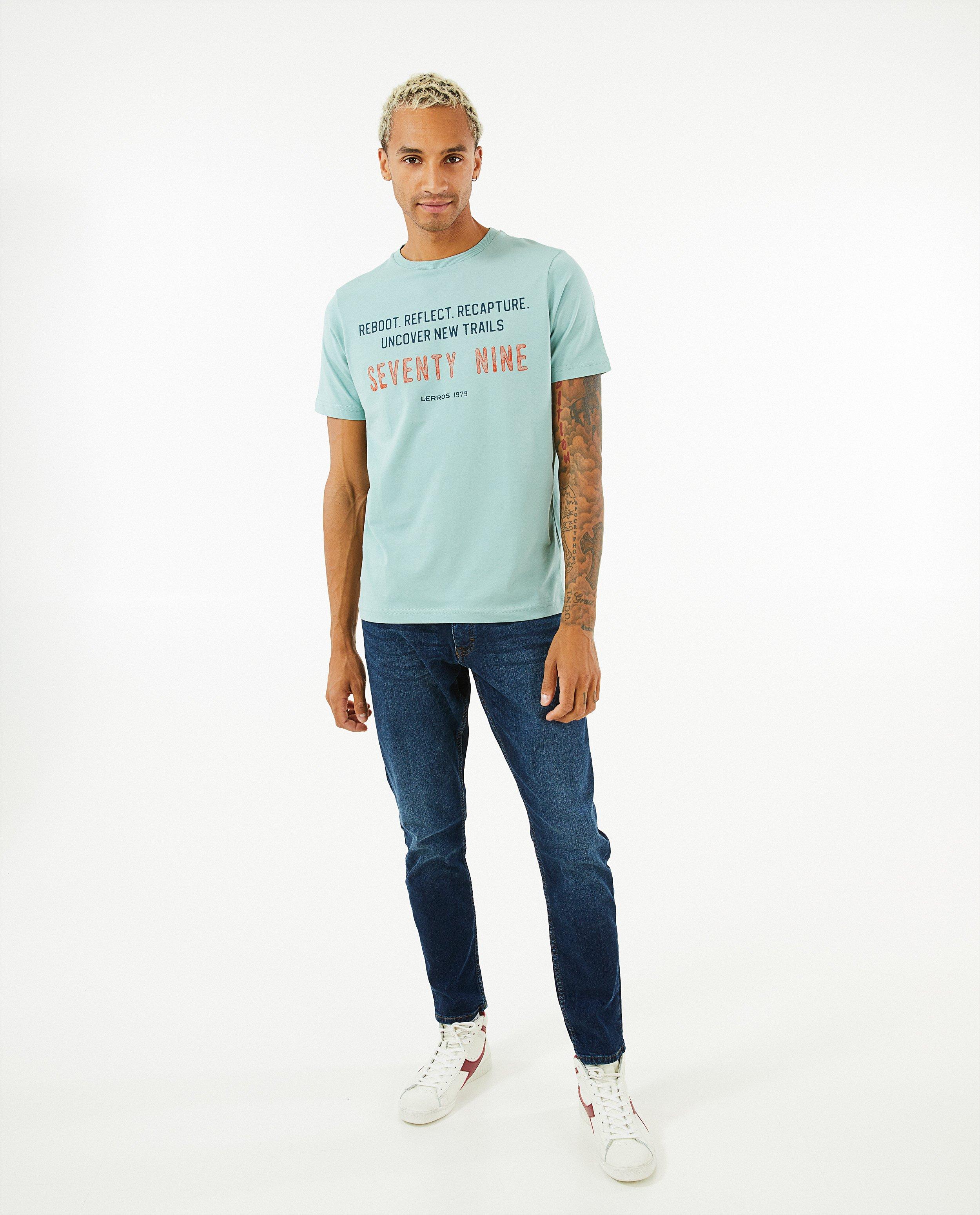 T-shirt vert à inscription - null - Lerros