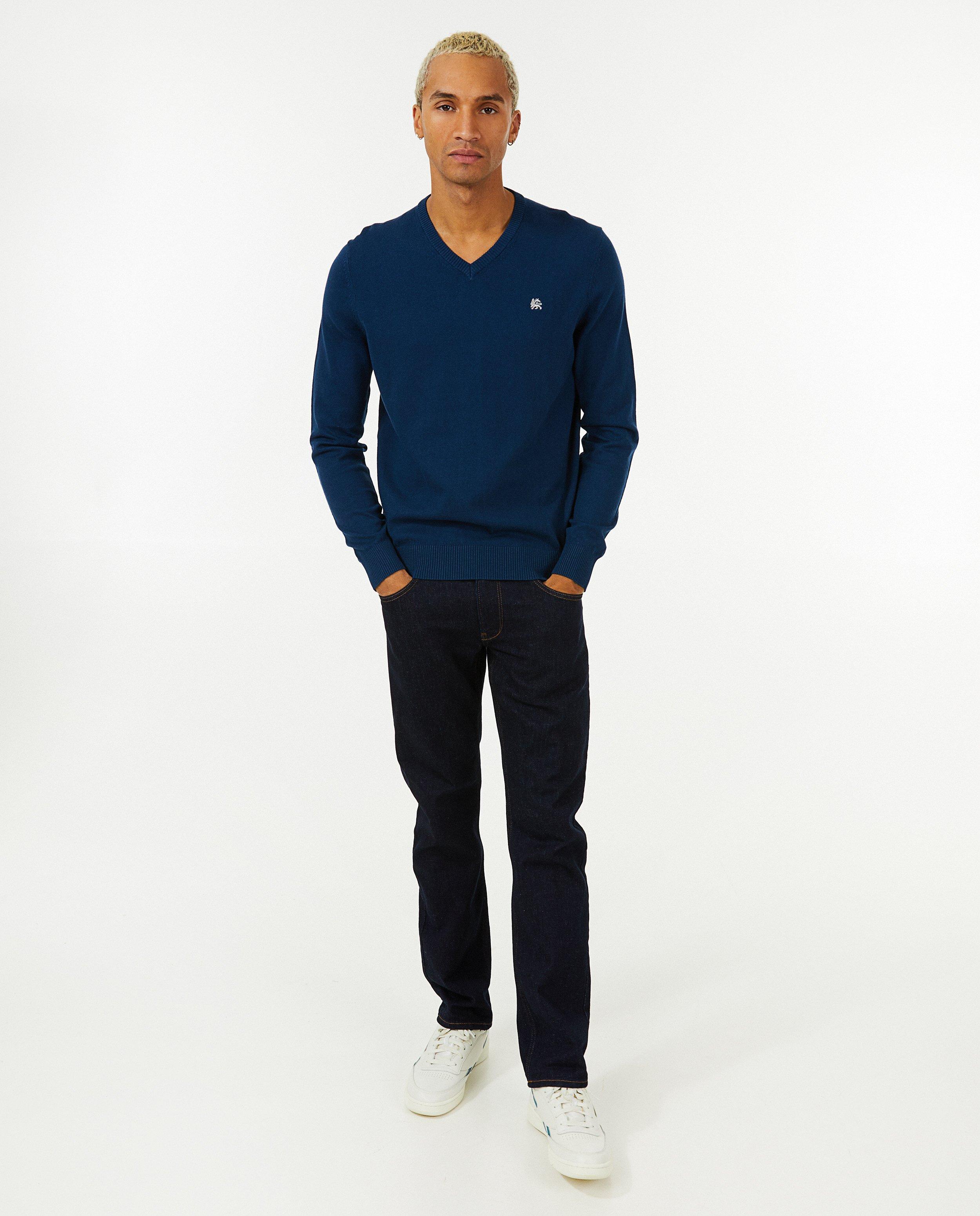 Blauwe trui met V-hals - null - Lerros