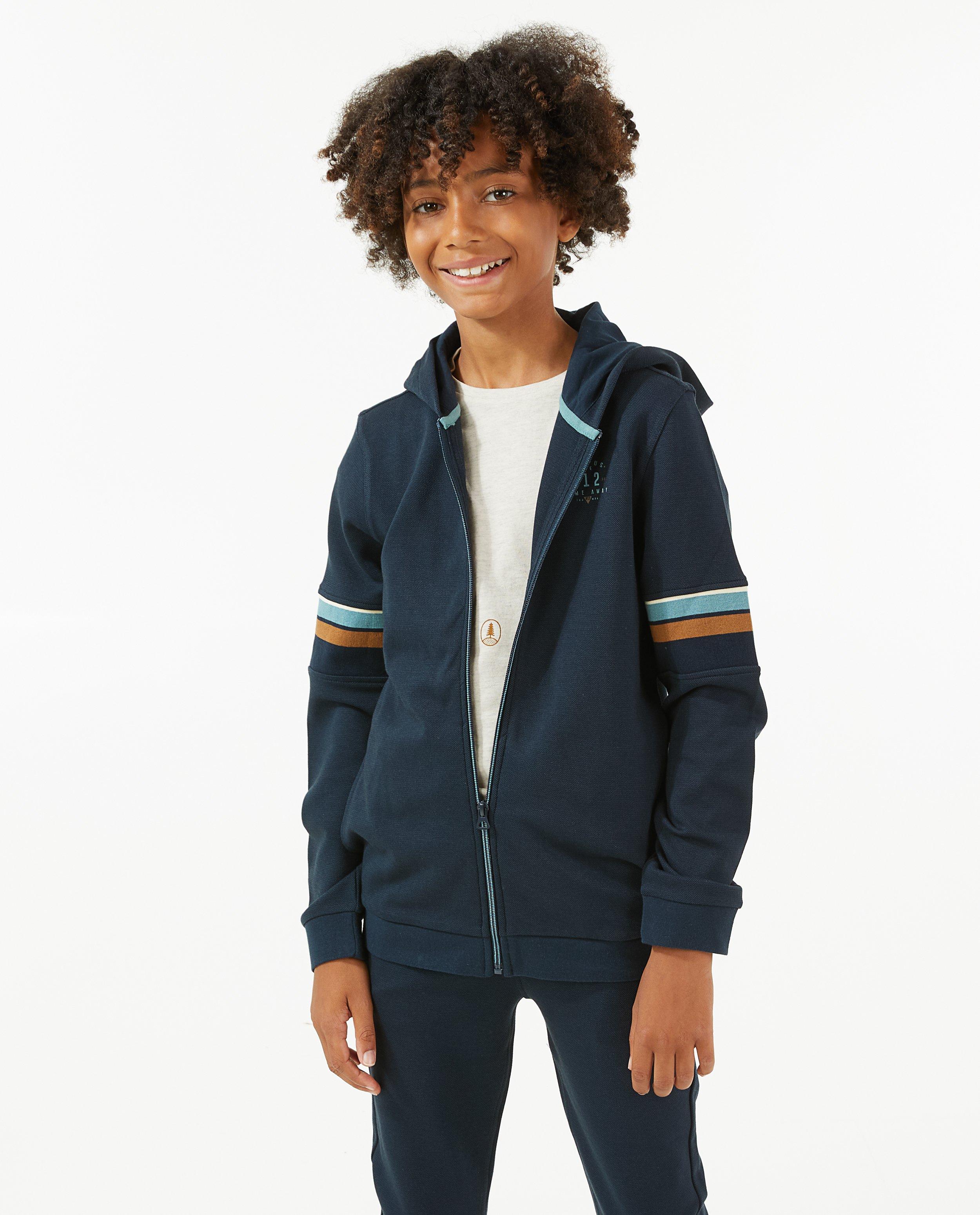 Cardigan - Donkerblauw sweatvest met opschrift