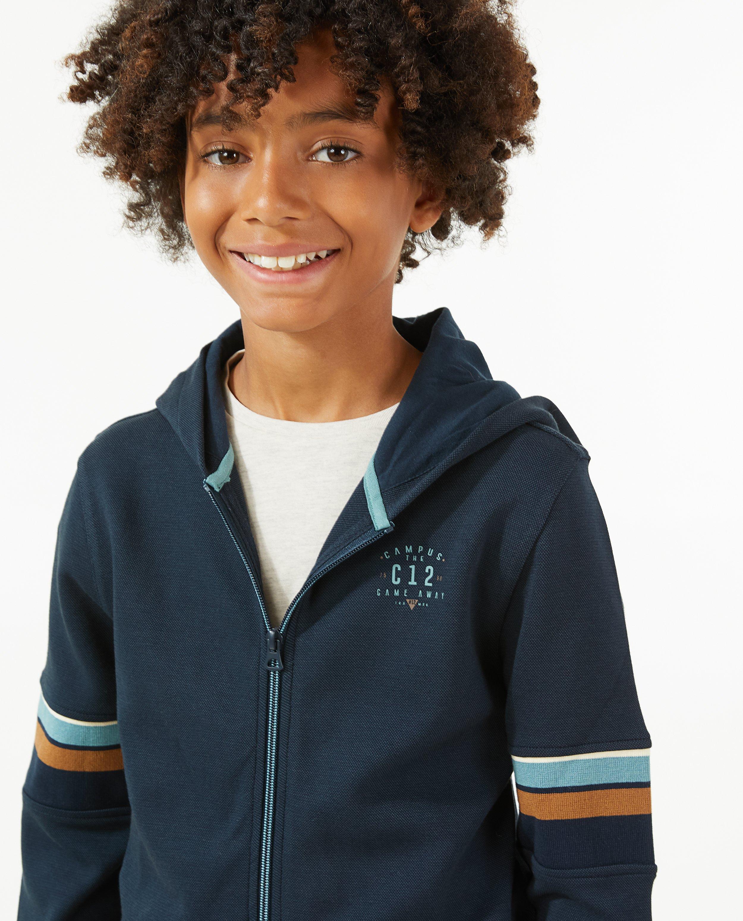 Cardigan - Donkerblauw sweatvest met opschrift