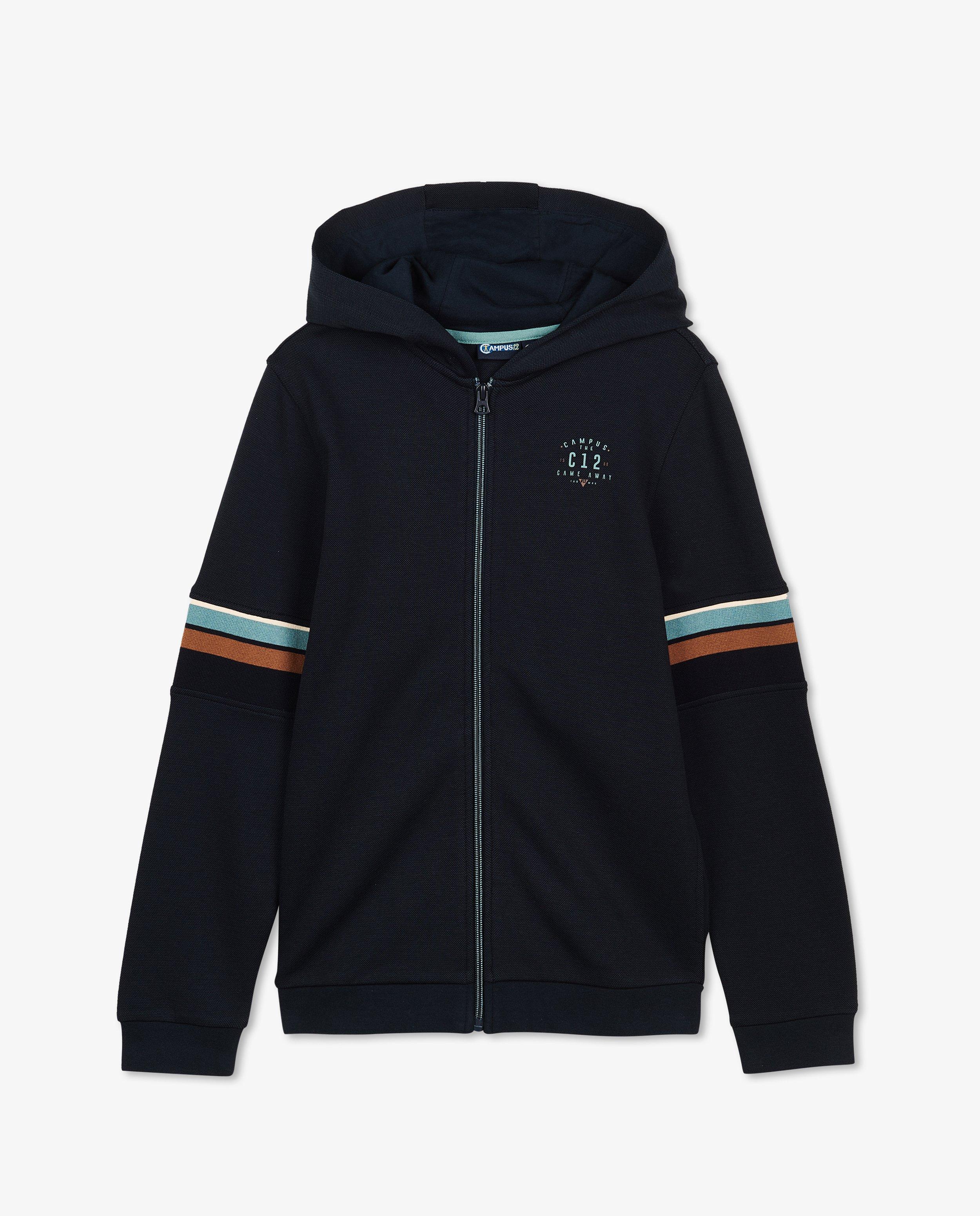 Cardigan - Donkerblauw sweatvest met opschrift