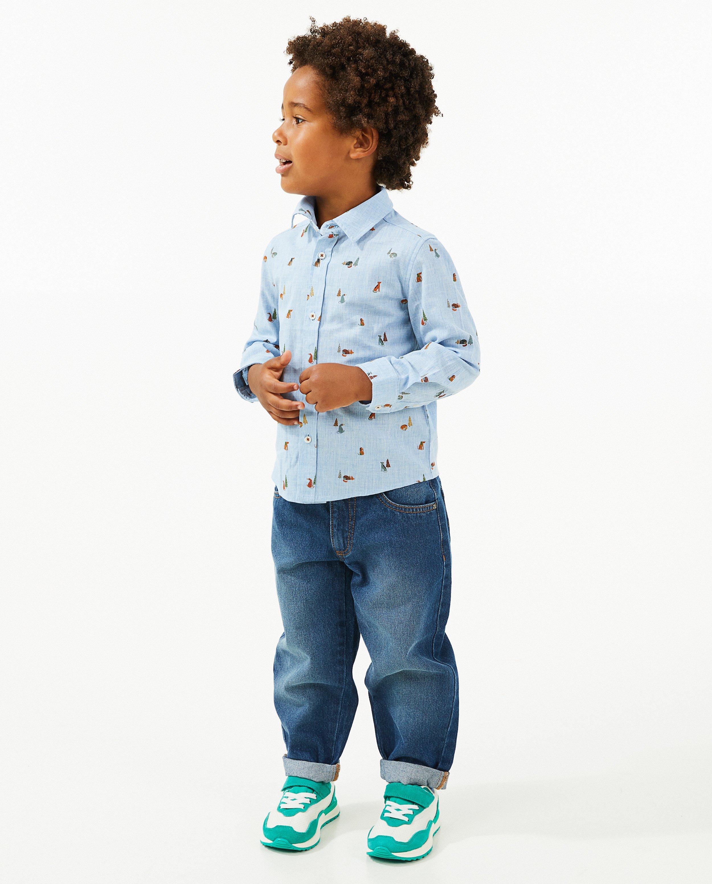 Chemise bleu clair, imprimé à chiens - null - Fred & Samson