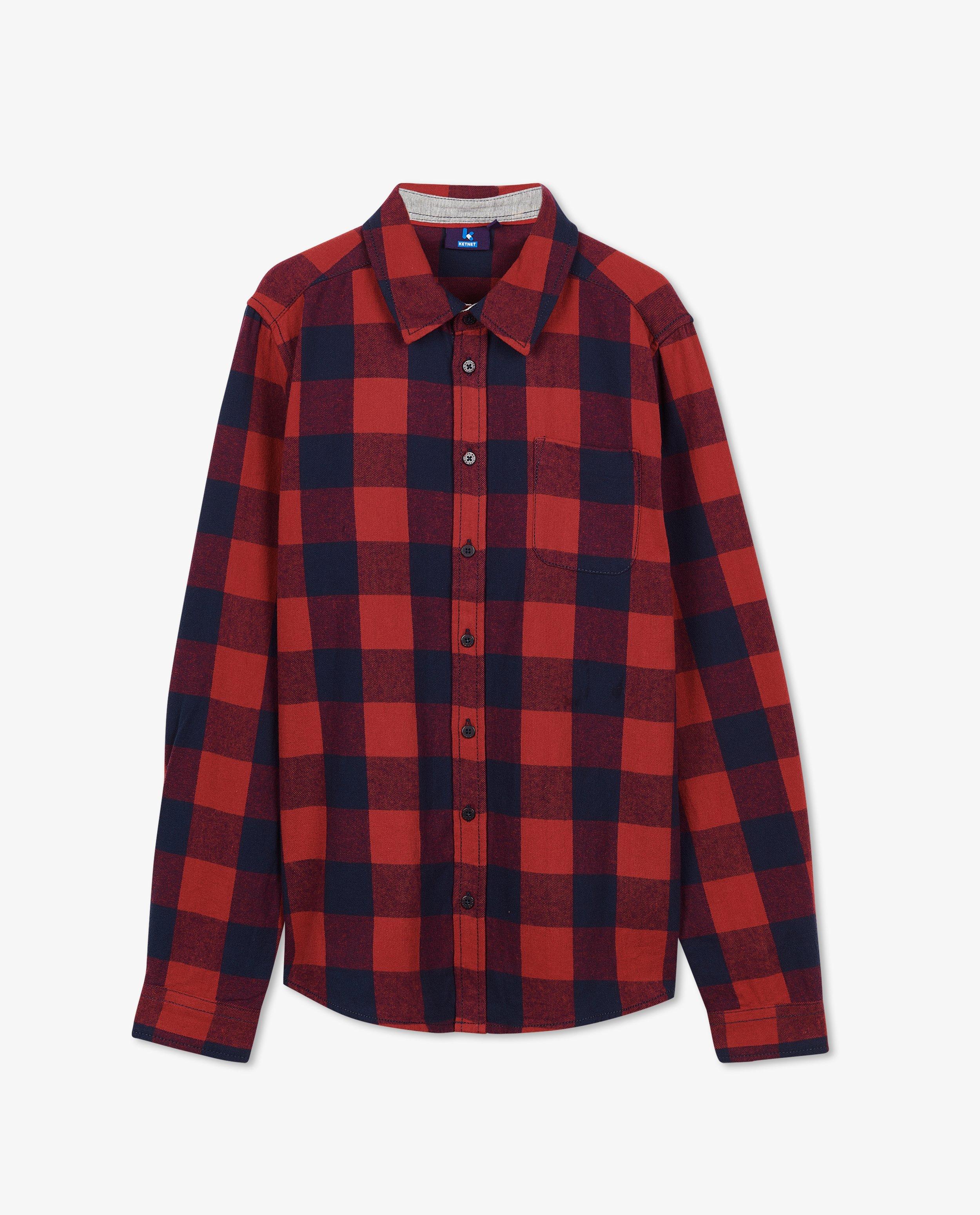 Hemden - Rood hemd met blauwe ruiten