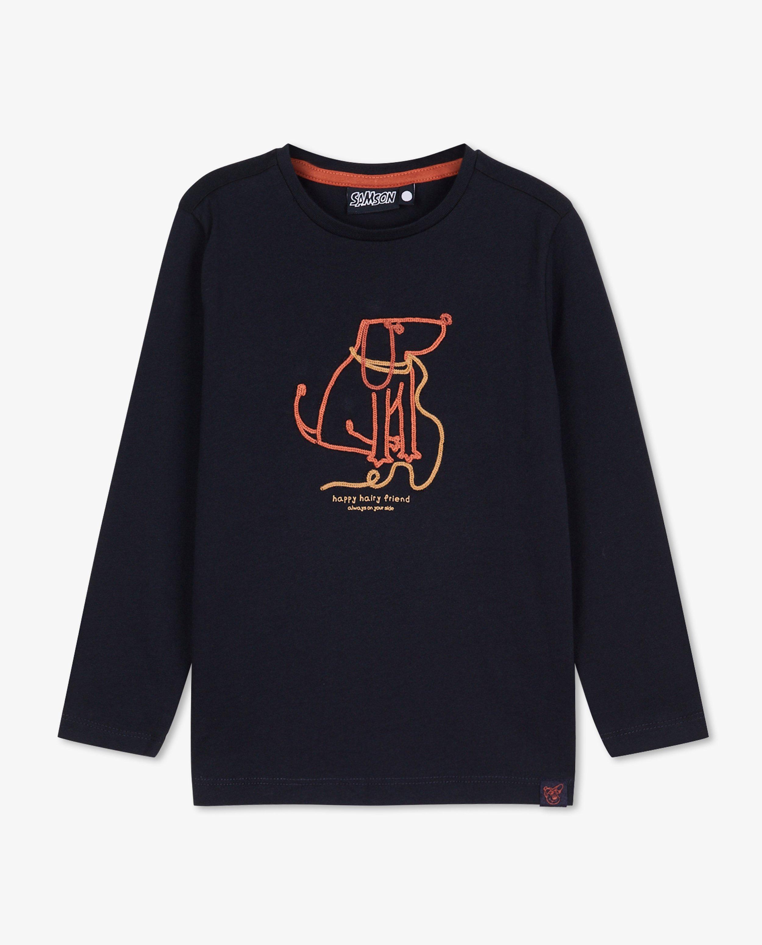 T-shirts - Oranjebruine longsleeve met reliëfprint