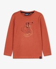 T-shirts - Oranjebruine longsleeve met reliëfprint