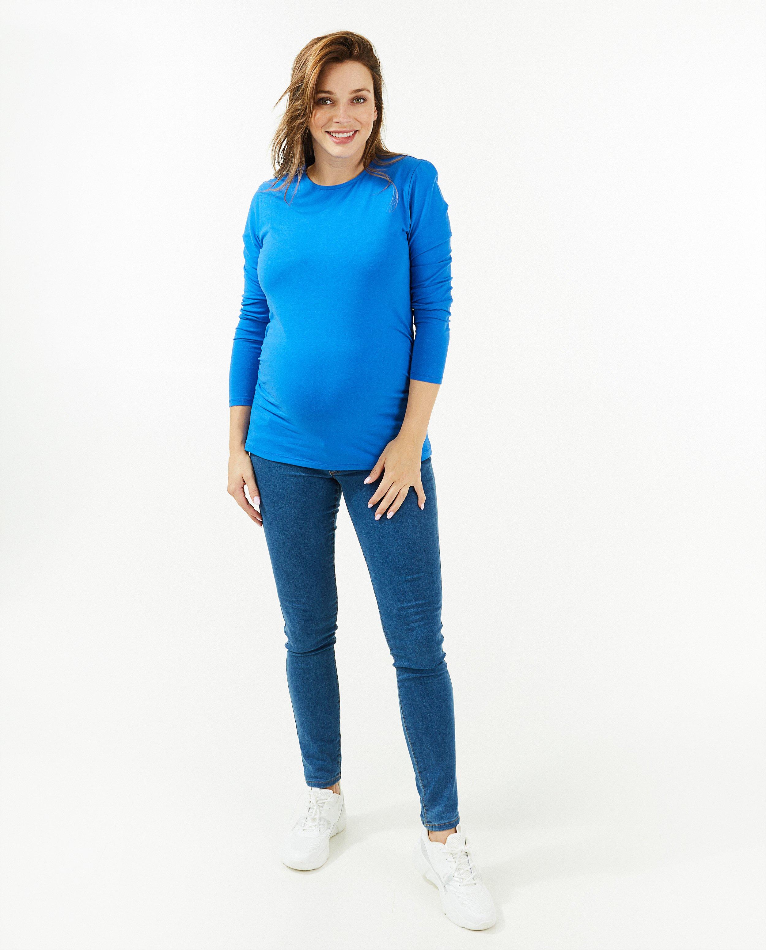 Blauwe longsleeve, zwangerschap - null - Atelier Maman