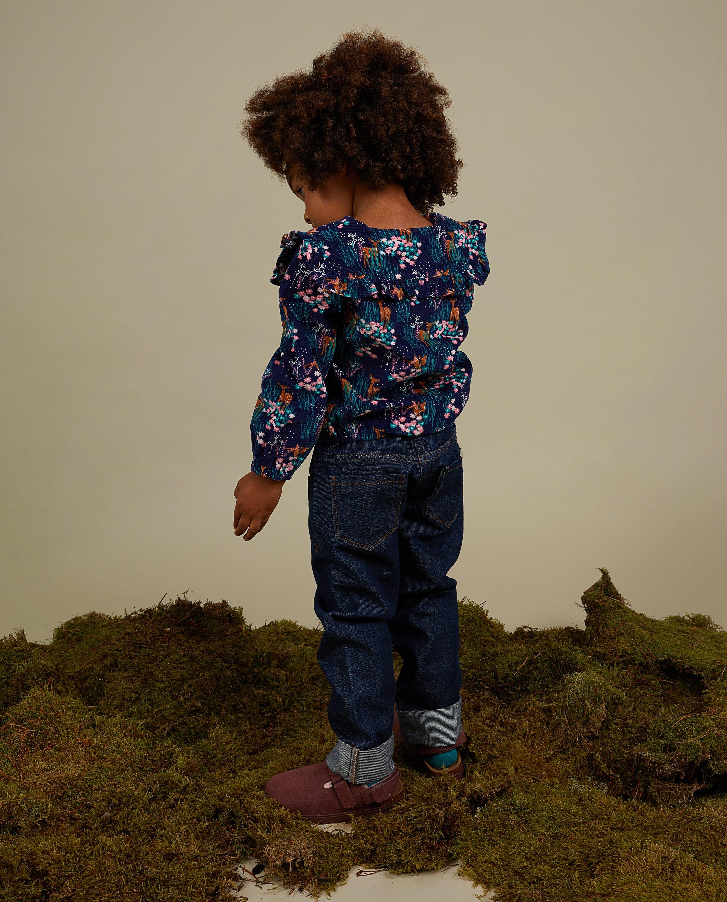 Blauwe fluwelen blouse met print - null - Fred + Ginger