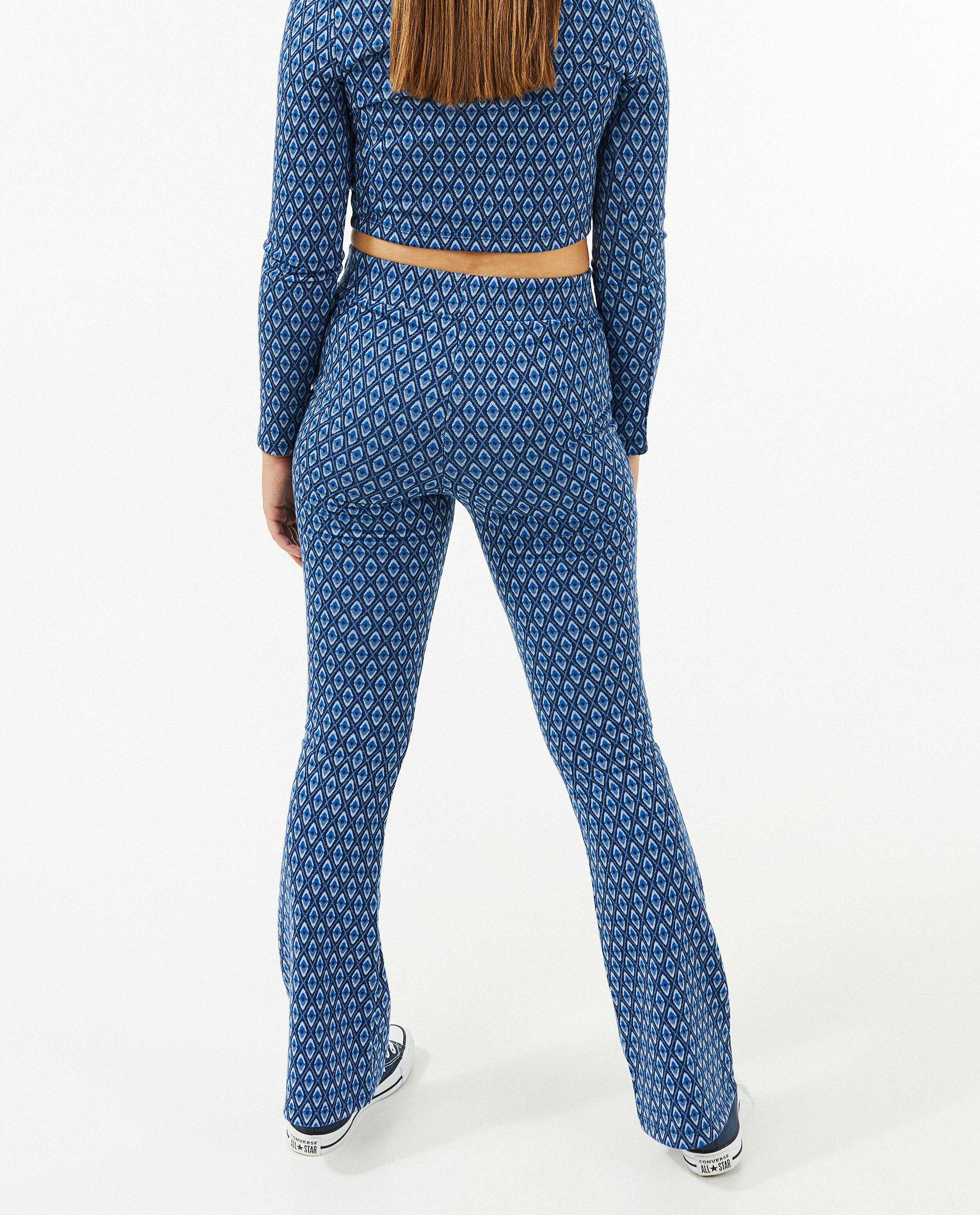 Broeken - Blauwe flared legging met print