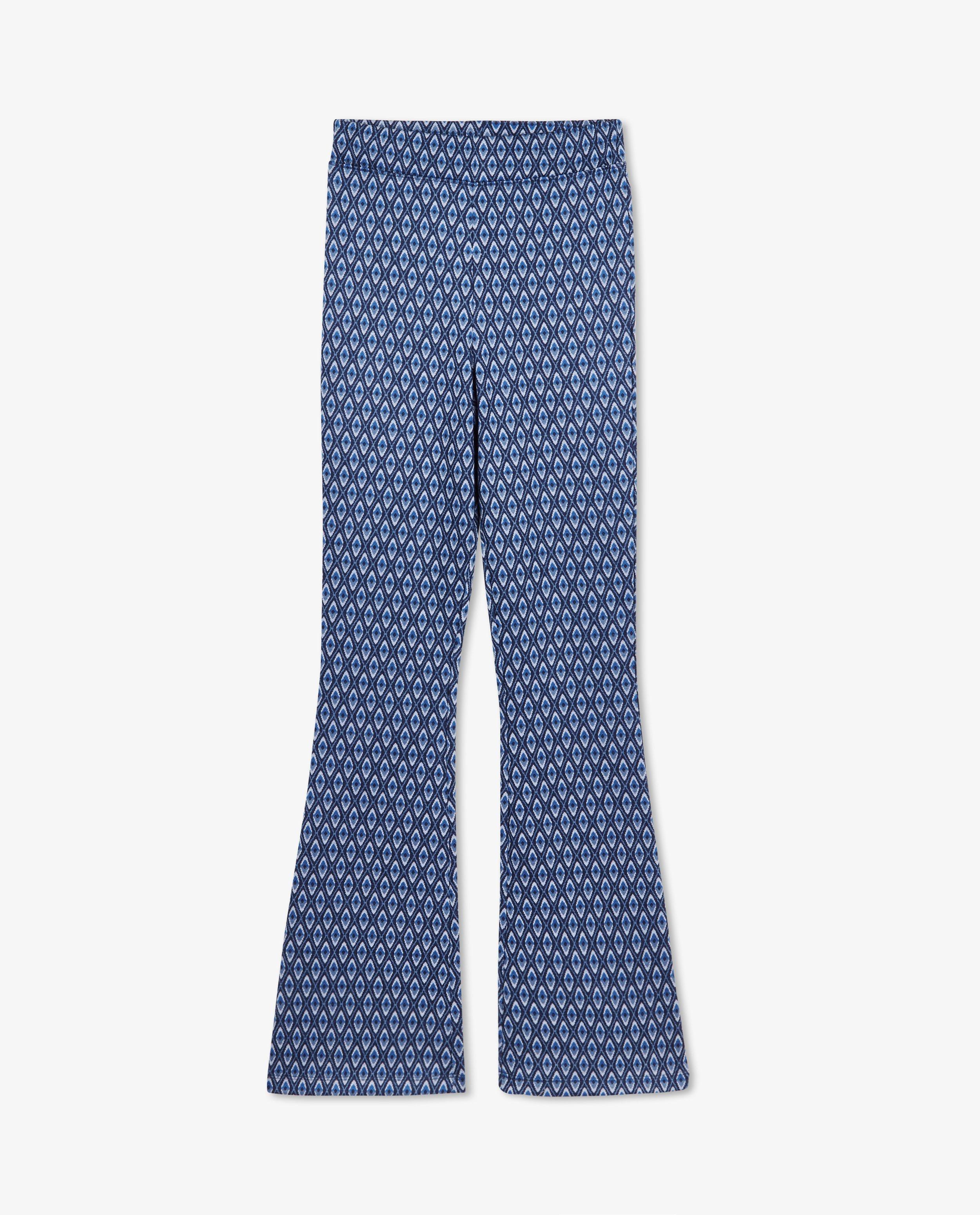 Broeken - Blauwe flared legging met print