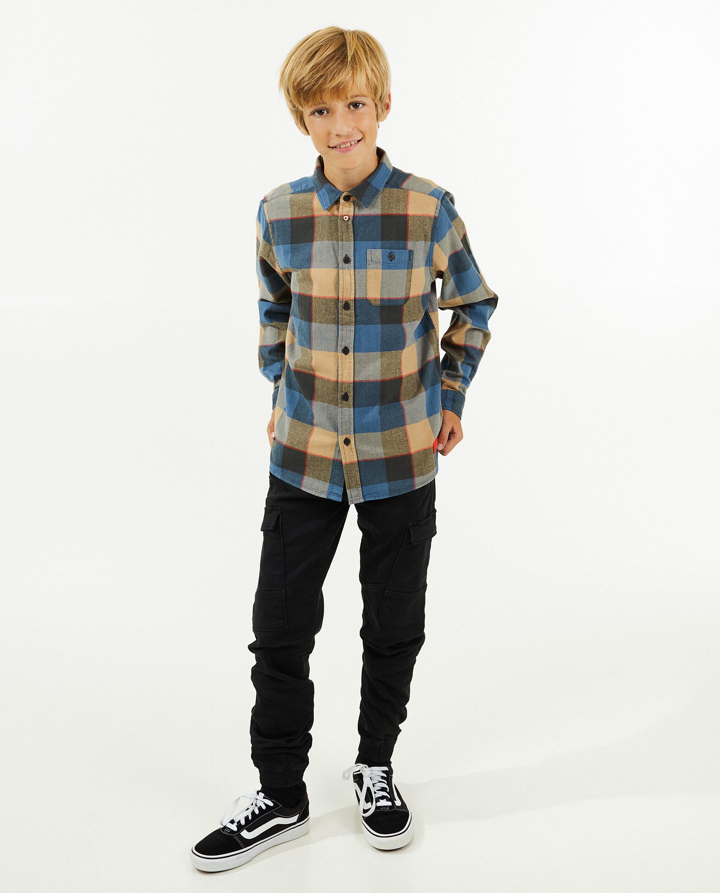 Blauw-bruin hemd met ruitpatroon - null - Dylan Haegens