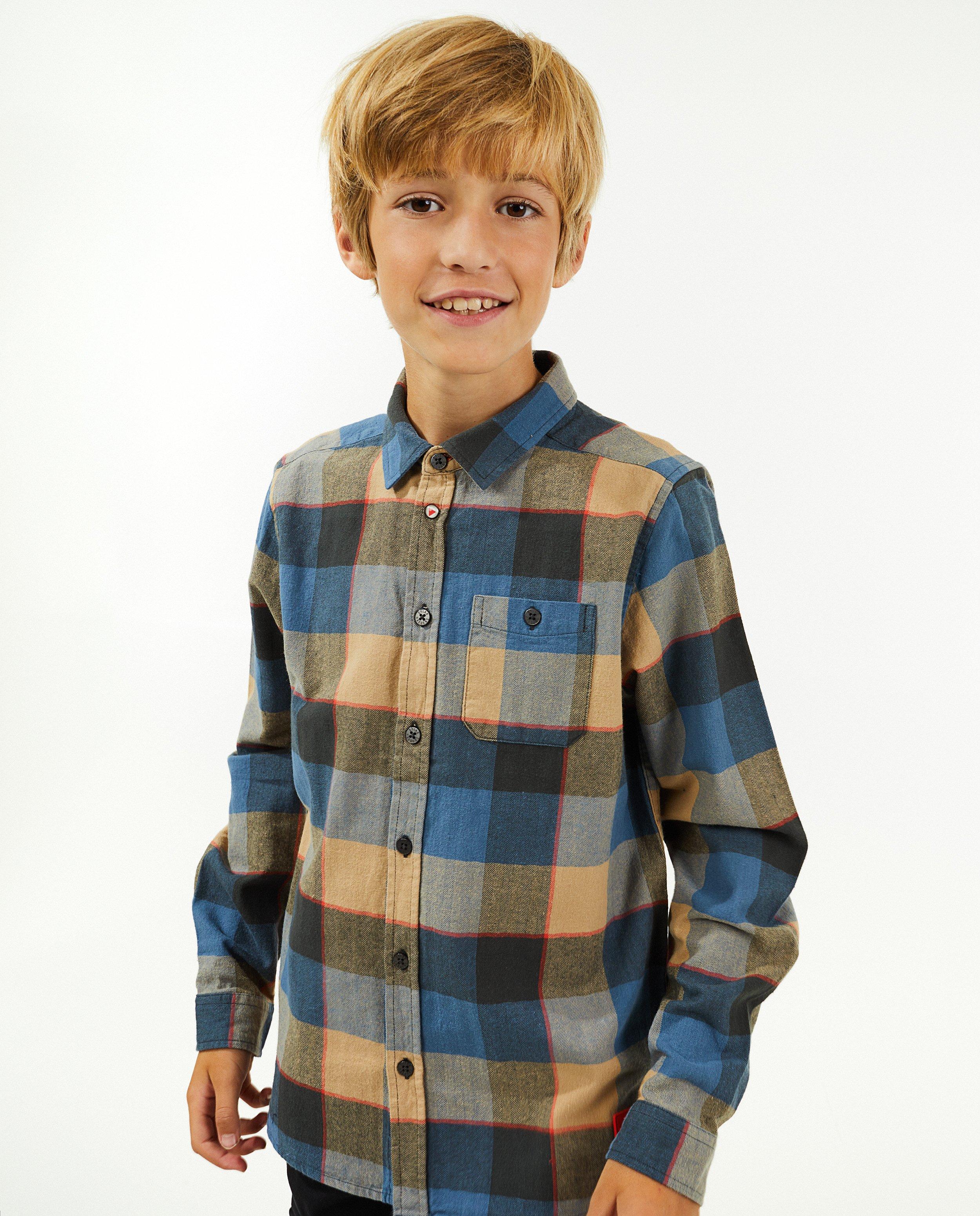 Hemden - Blauw-bruin hemd met ruitpatroon
