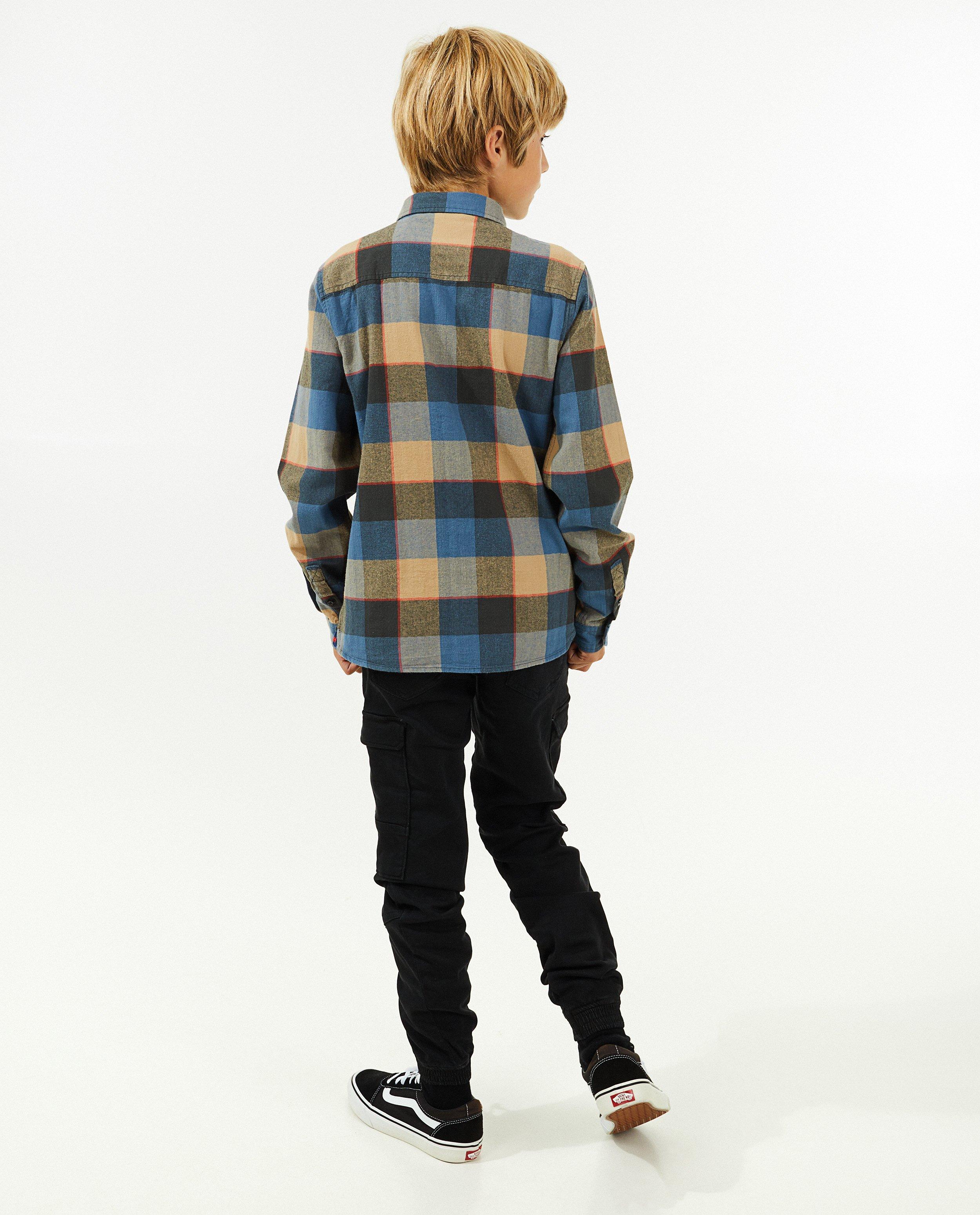 Hemden - Blauw-bruin hemd met ruitpatroon