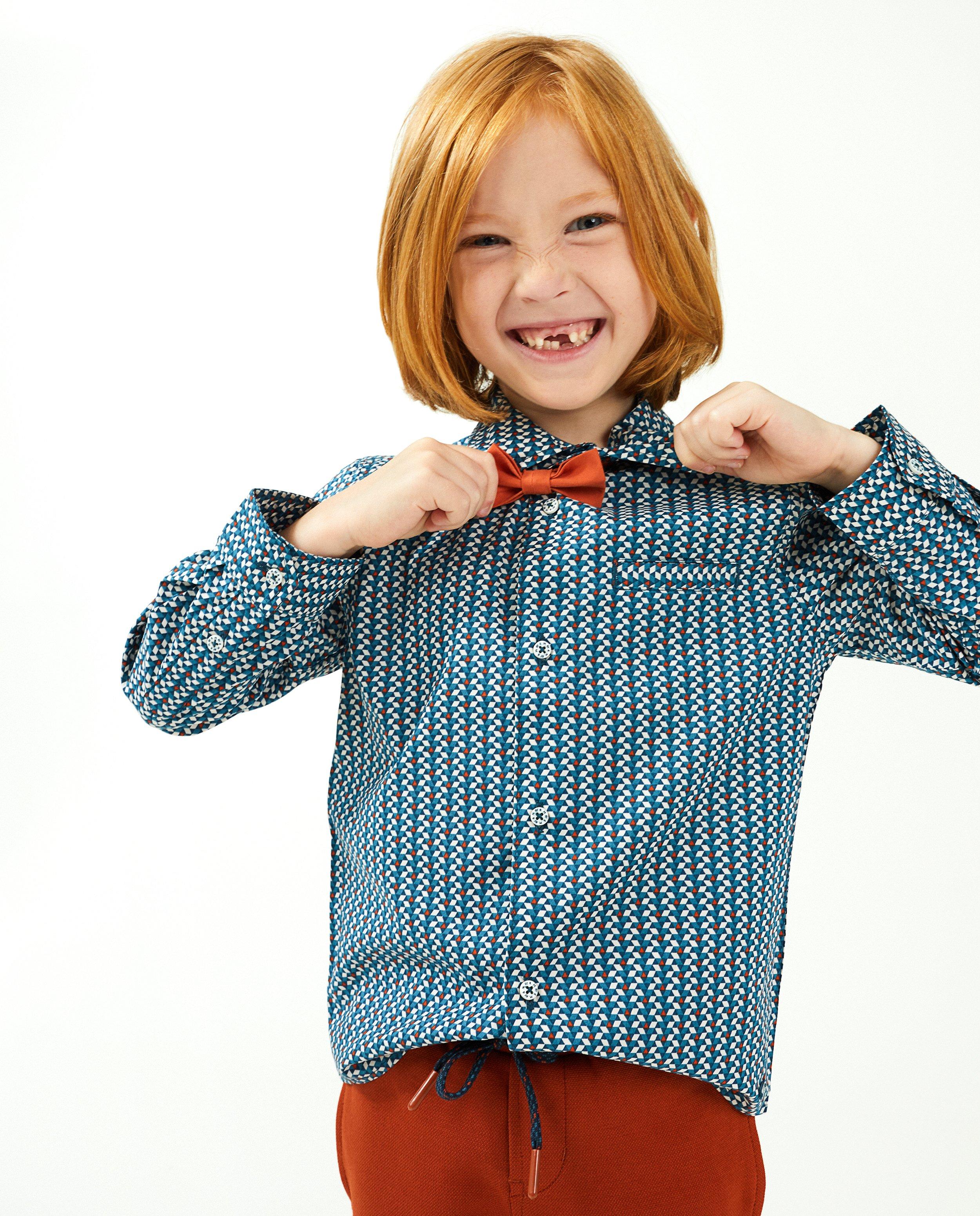Hemden - Blauw hemd met geometrische print
