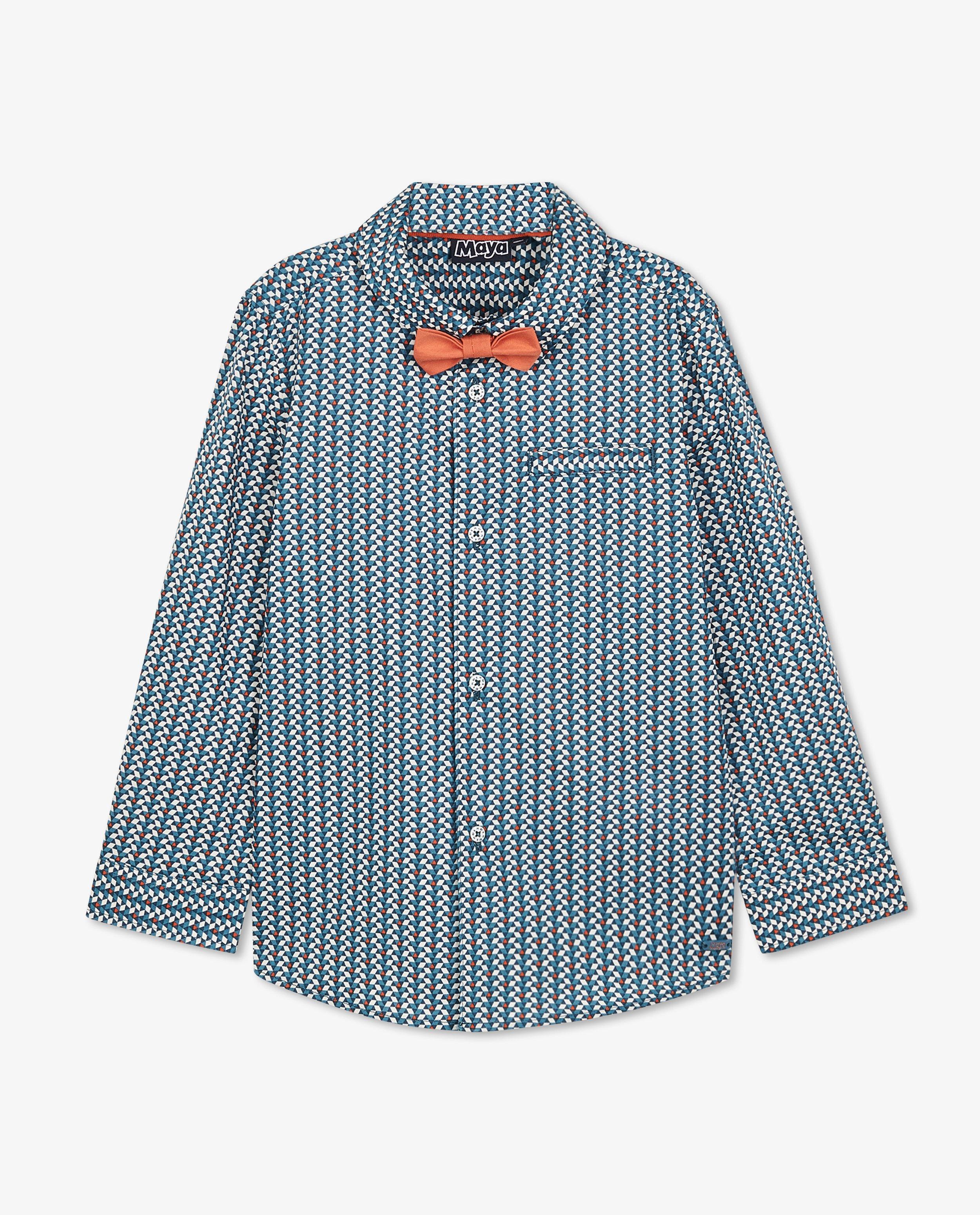 Hemden - Blauw hemd met geometrische print