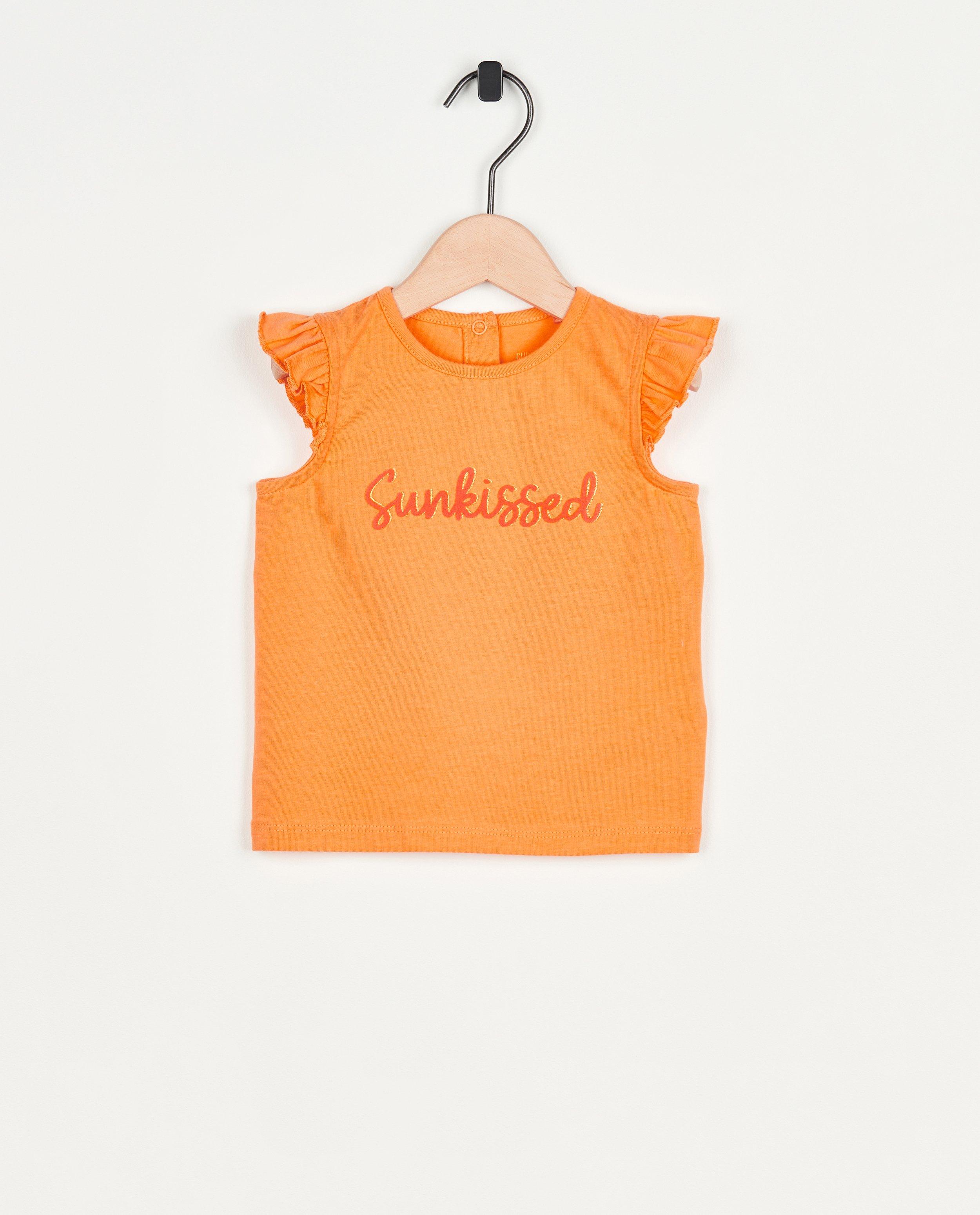Oranje top met ruches - null - Cuddles and Smiles