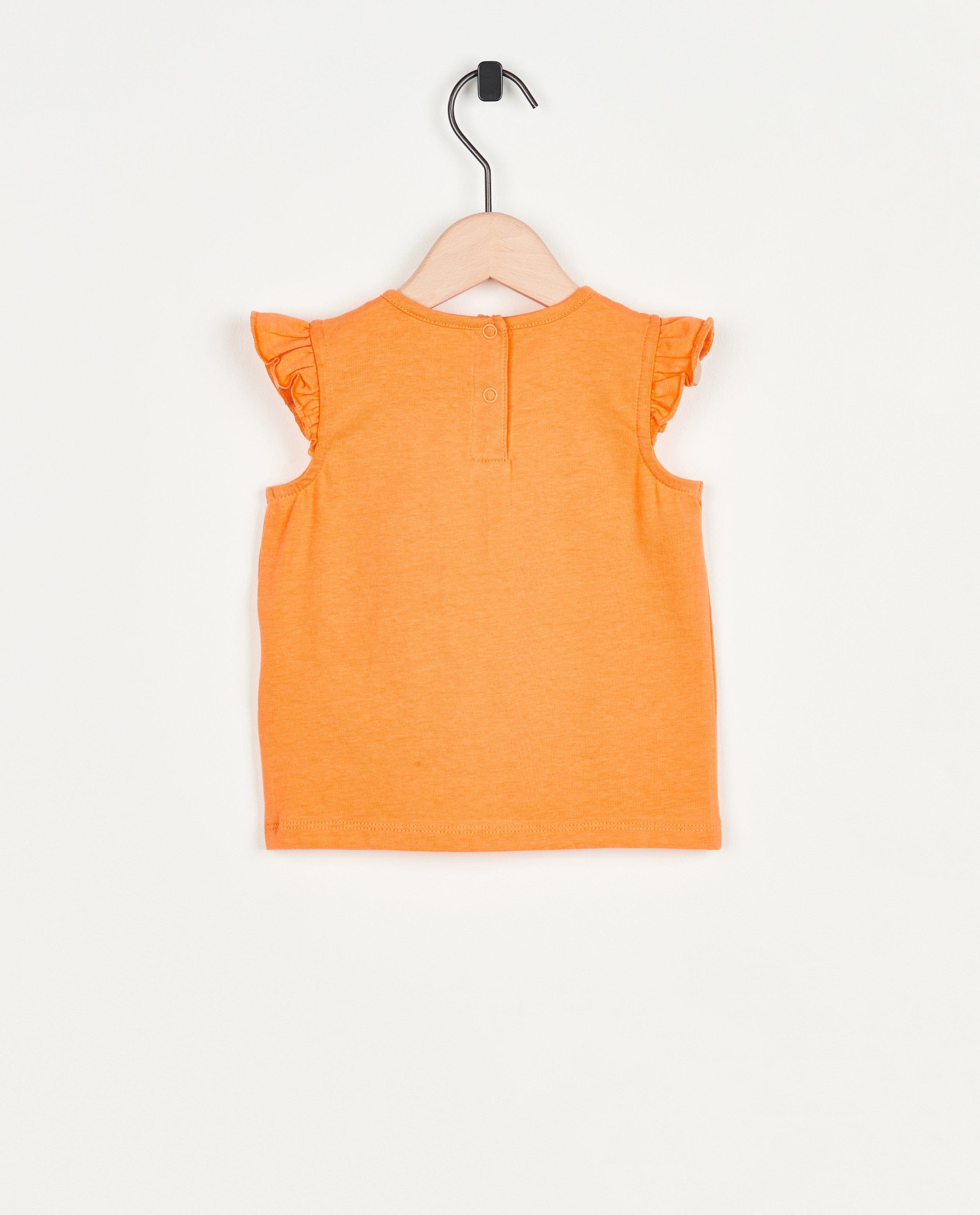 T-shirts - Oranje top met ruches