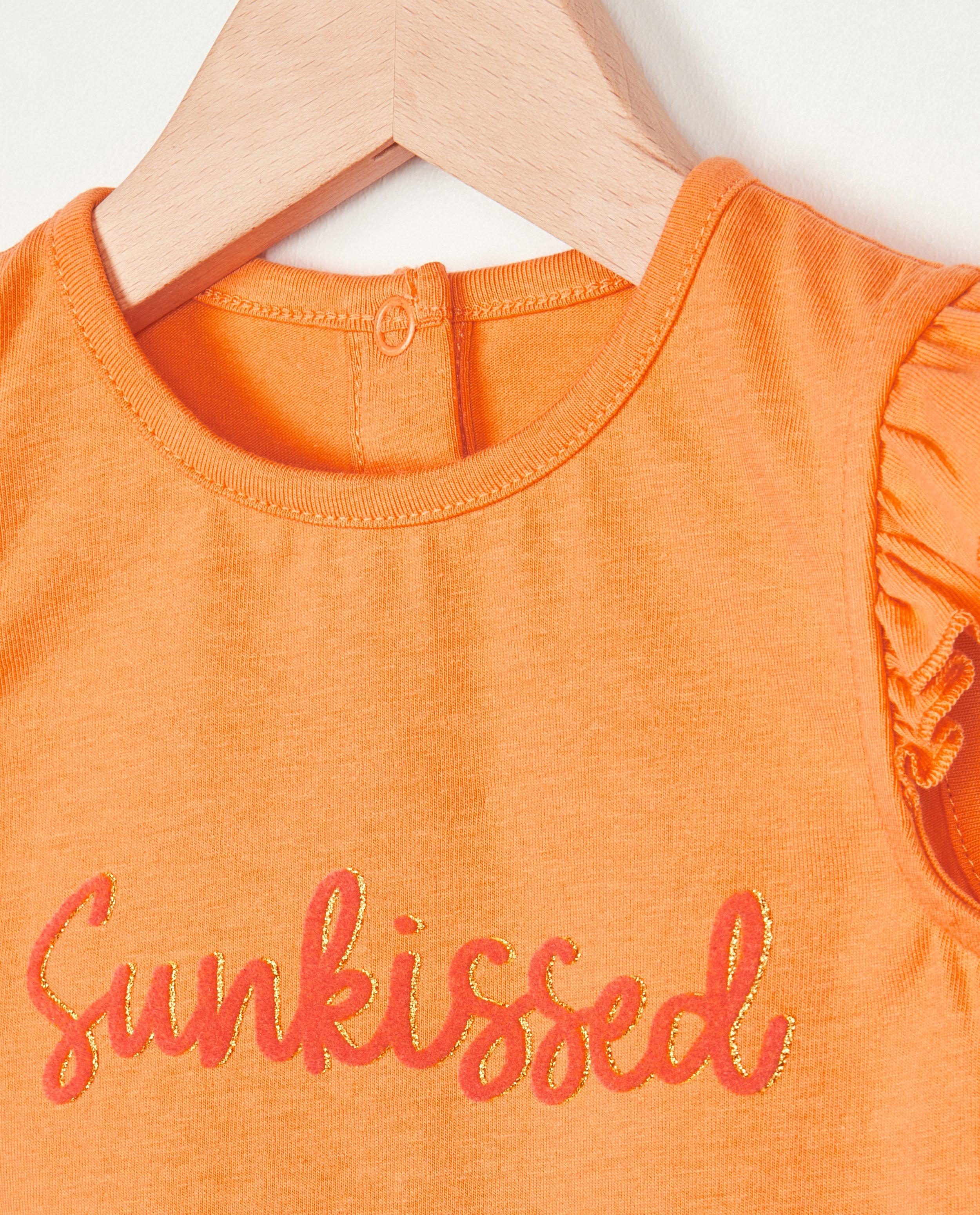 T-shirts - Oranje top met ruches