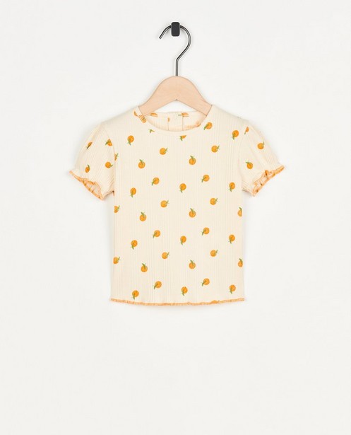 Offwhite T-shirt met rib - null - Cuddles and Smiles