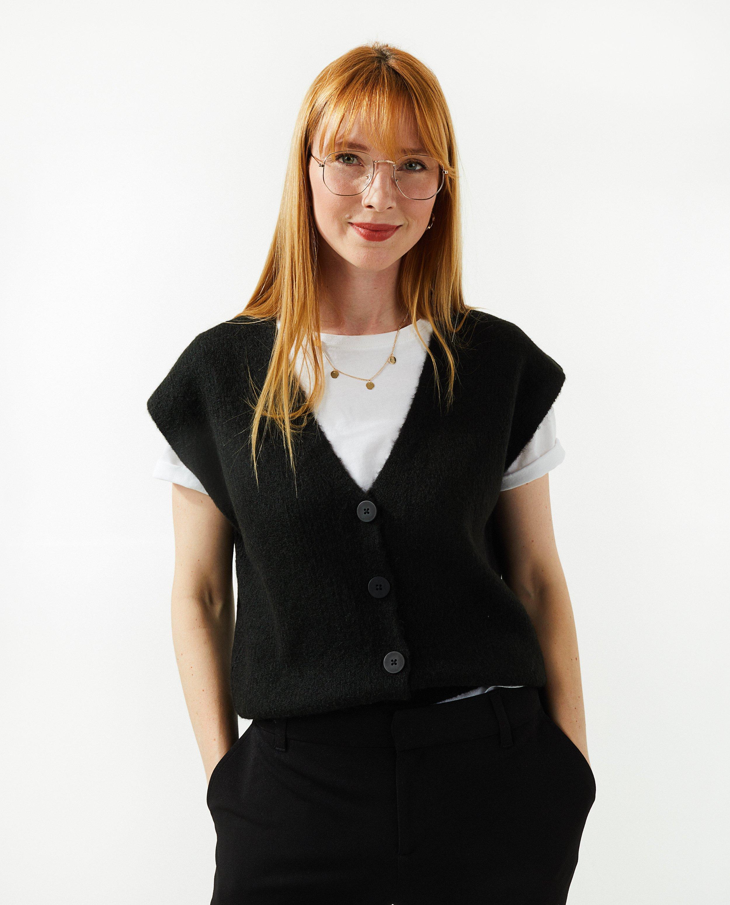 Cardigans - Cardigan orange sans manches