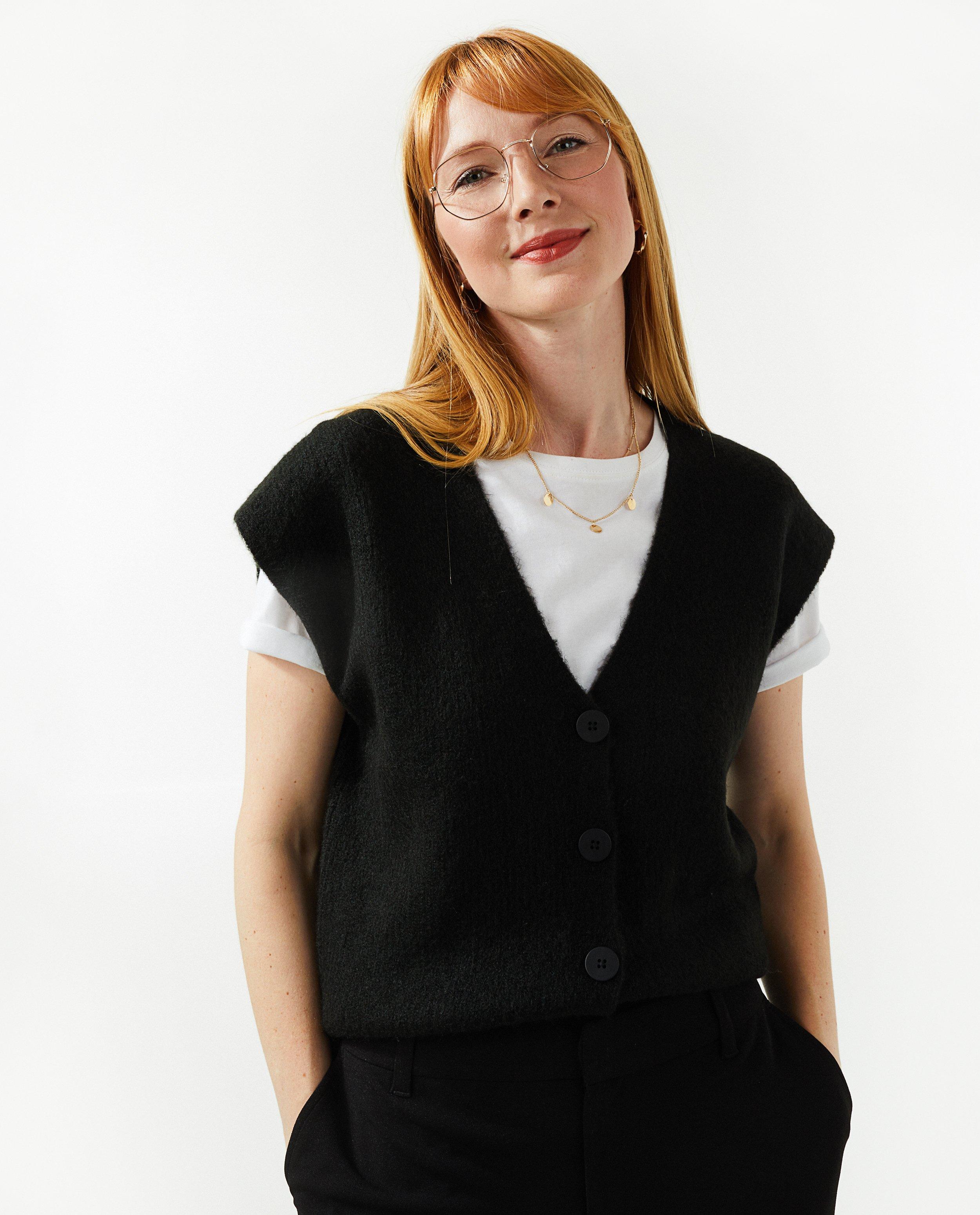 Cardigans - Cardigan orange sans manches