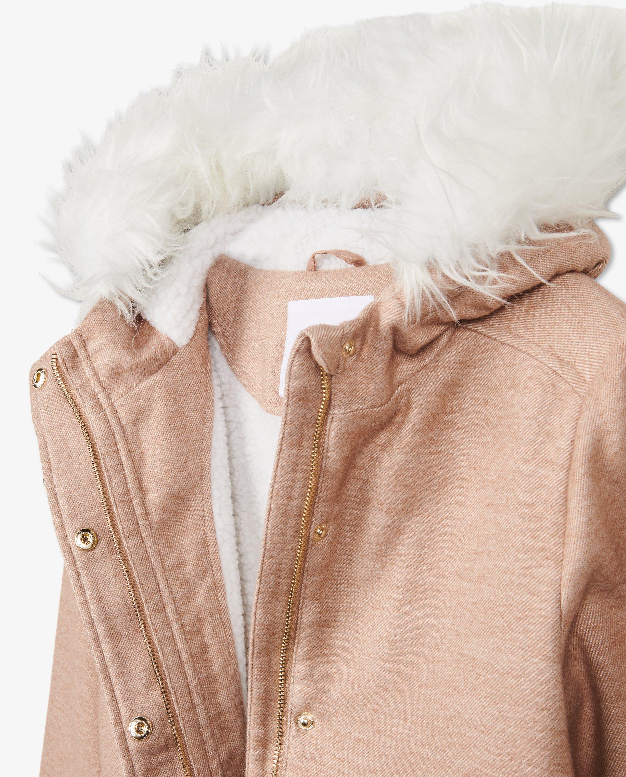 Winterjassen - Beige jas met faux fur