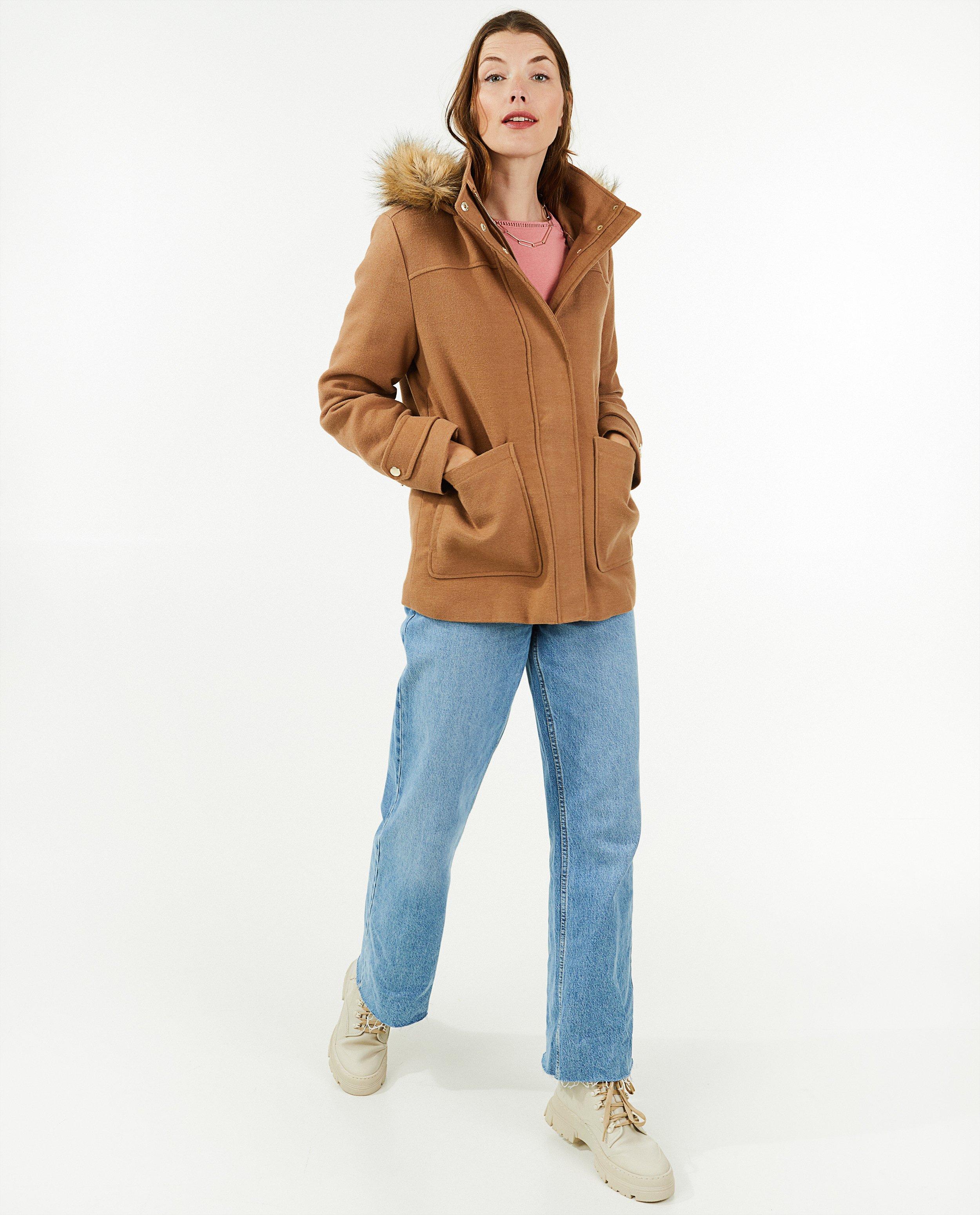 Bruine jas met faux fur - null - Sora