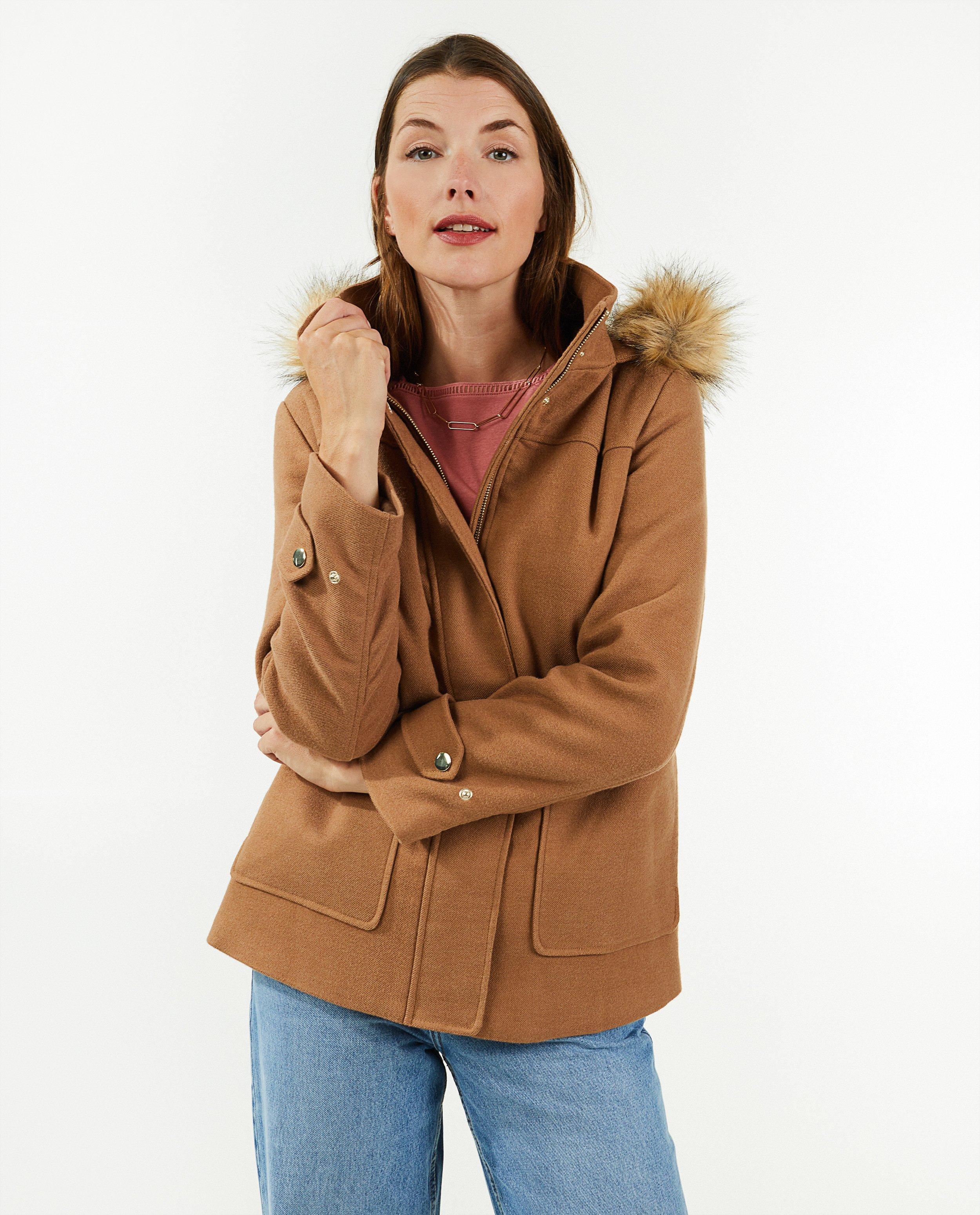 Winterjassen - Roze jas met faux fur