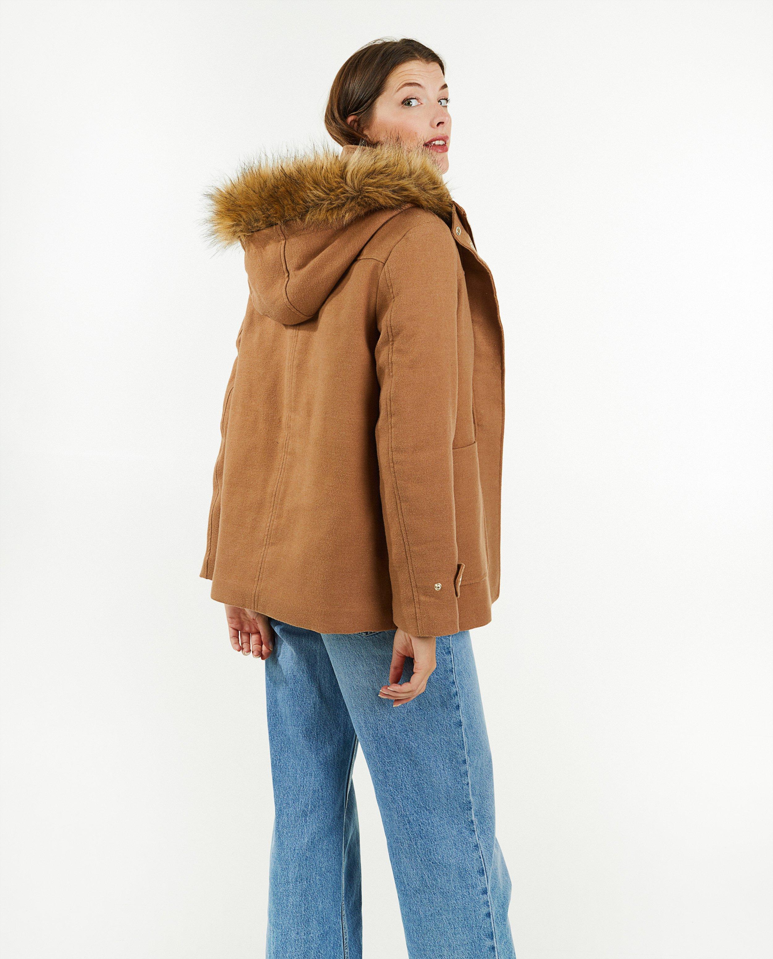 Winterjassen - Roze jas met faux fur