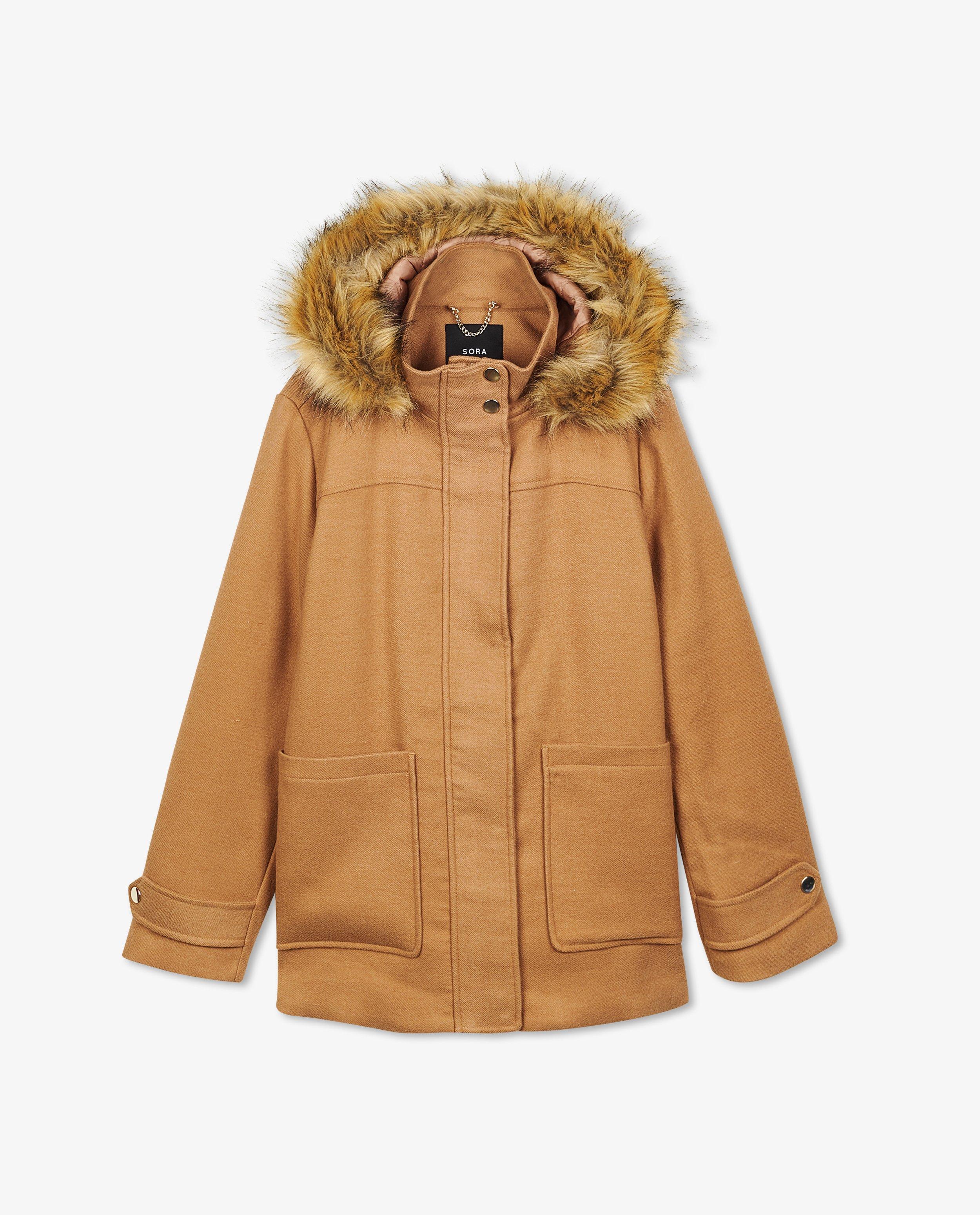 Winterjassen - Roze jas met faux fur