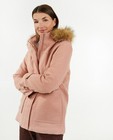 Manteaux d'hiver - Manteau rose avec de la fausse fourrure