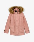 Manteaux d'hiver - Manteau rose avec de la fausse fourrure