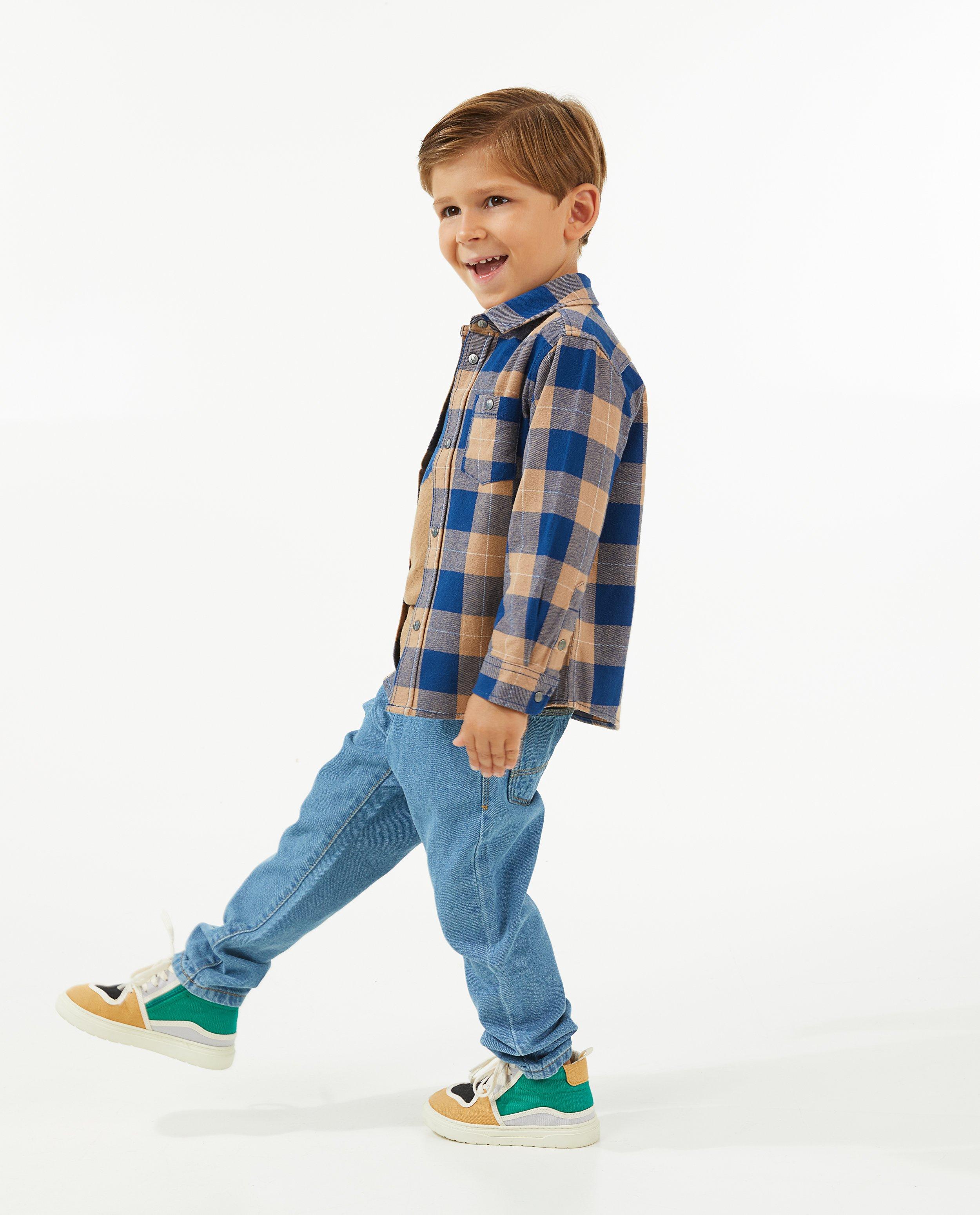 Blauw hemd met ruitpatroon - null - Kidz Nation