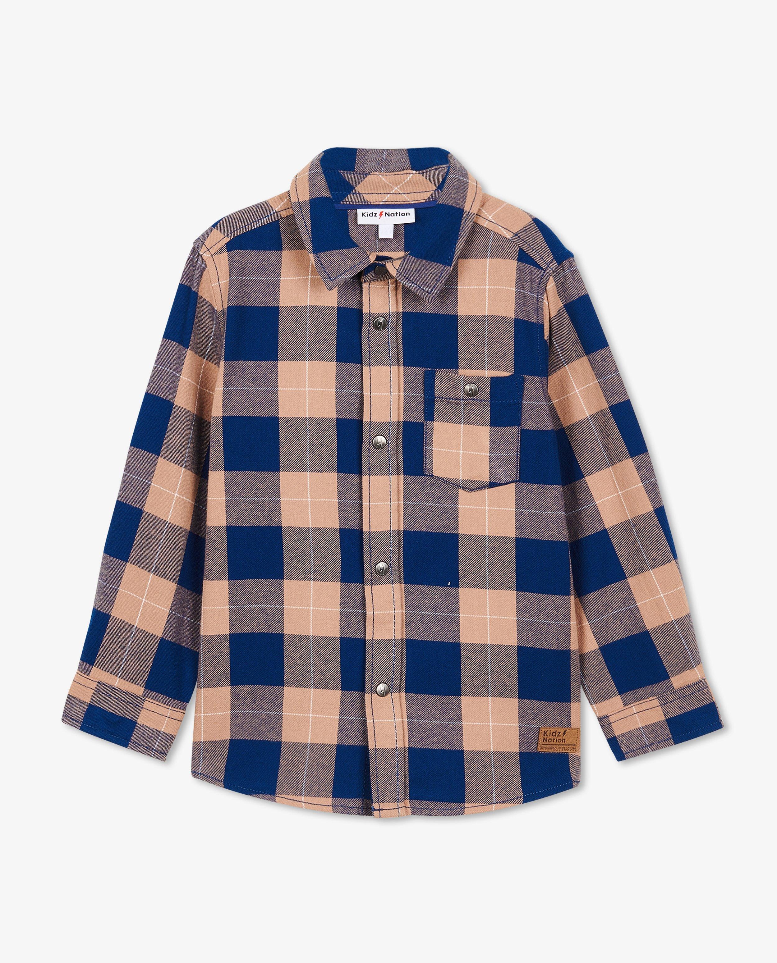 Hemden - Blauw hemd met ruitpatroon
