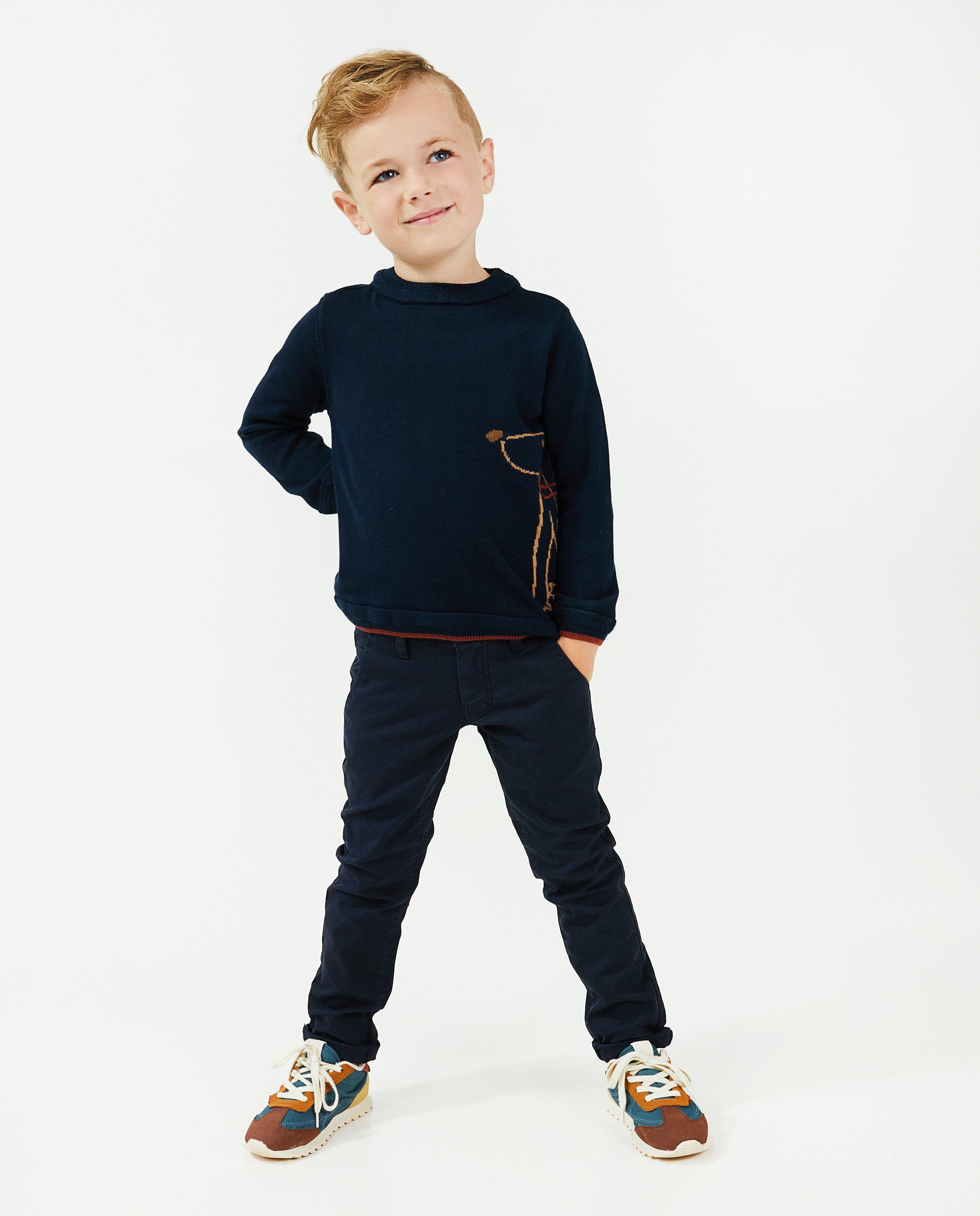 Pull bleu foncé avec imprimé - null - Fred & Samson