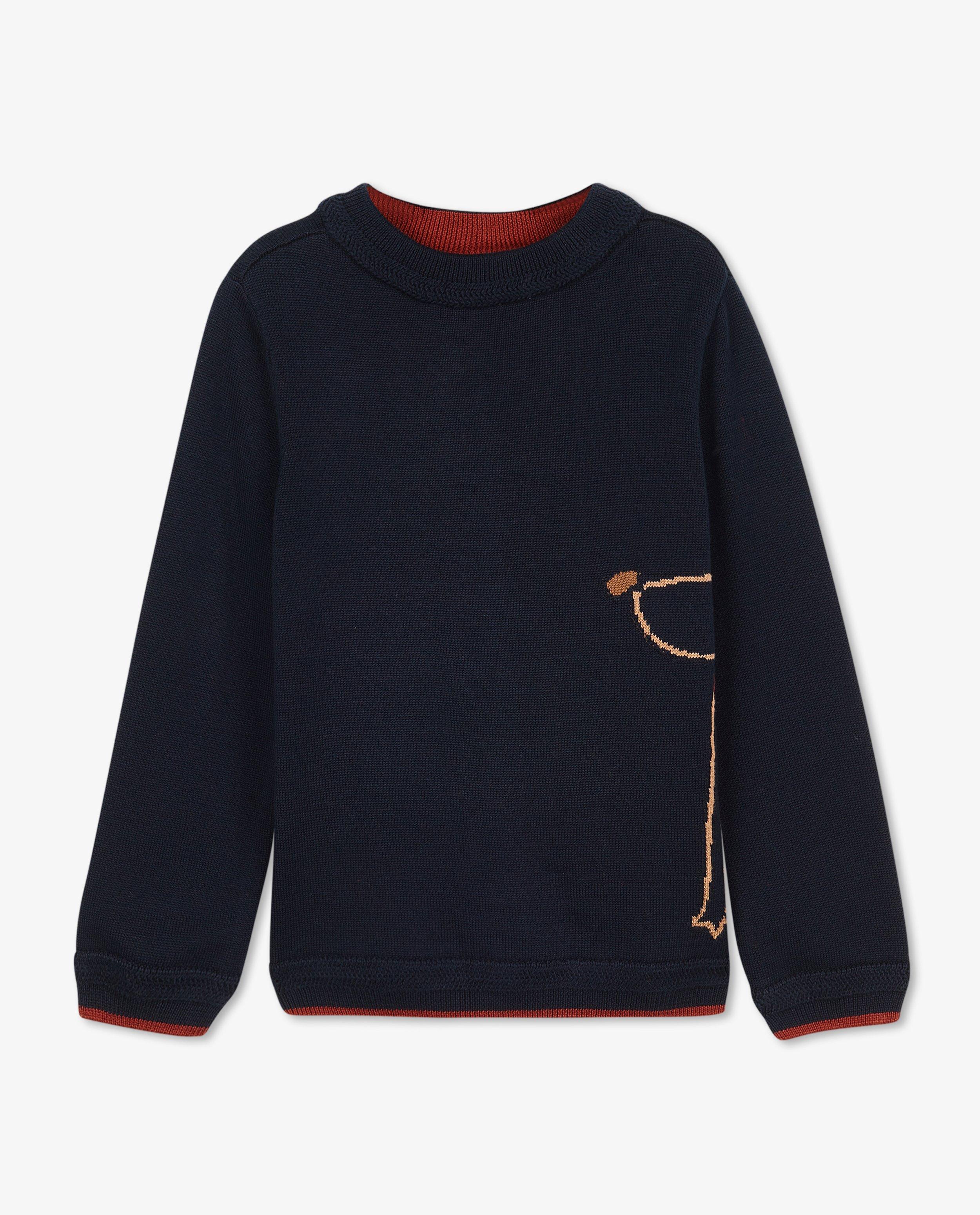 Pulls - Pull bleu foncé avec imprimé
