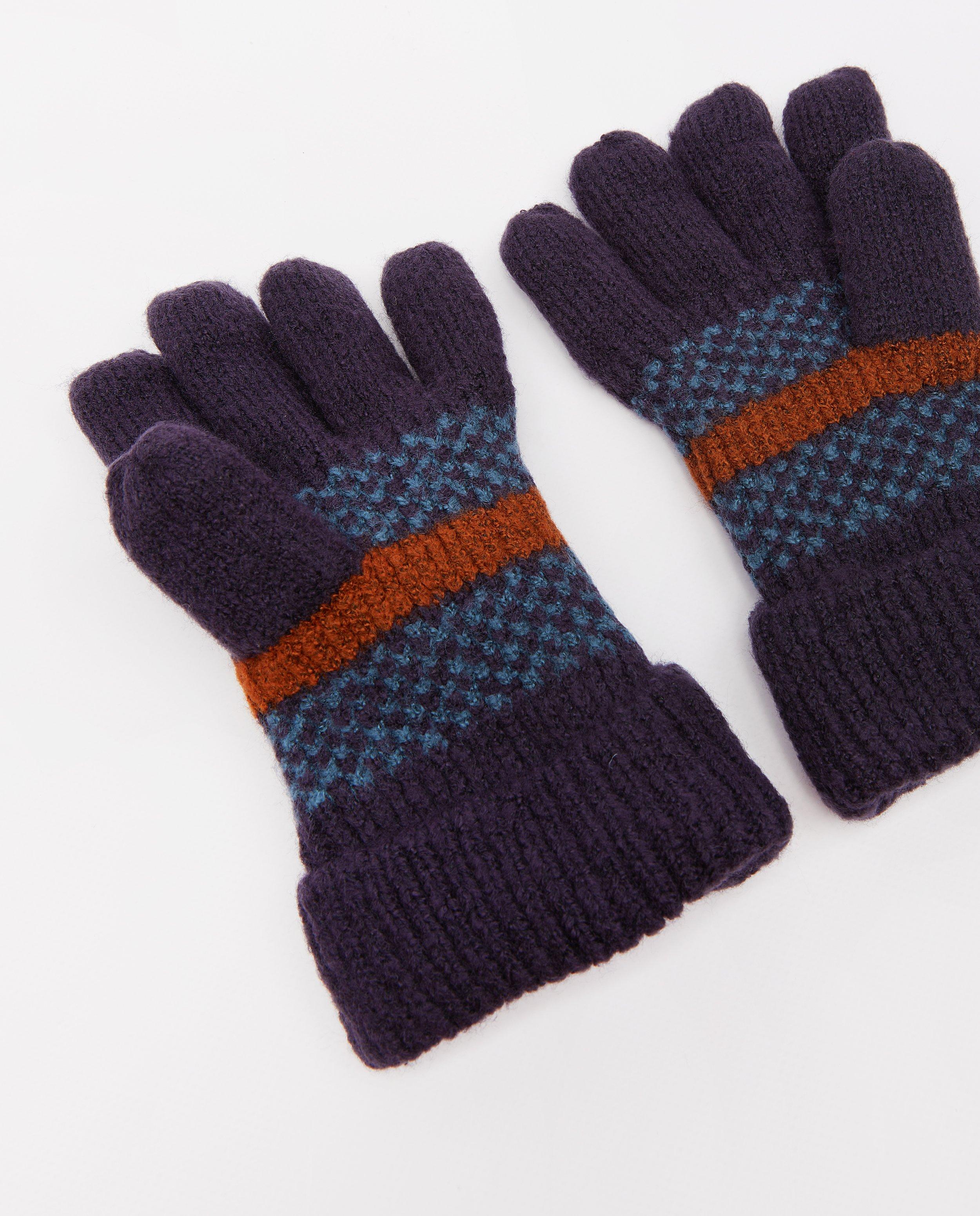 Breigoed - Blauwe handschoenen met print