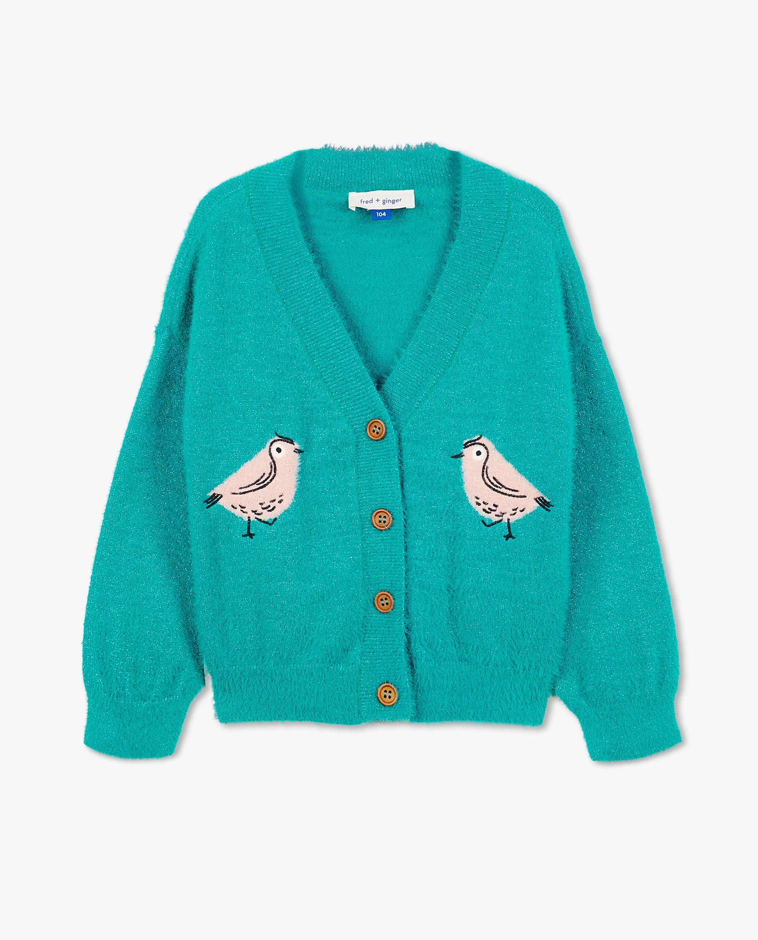 Cardigan - Blauwgroene cardigan met glitter