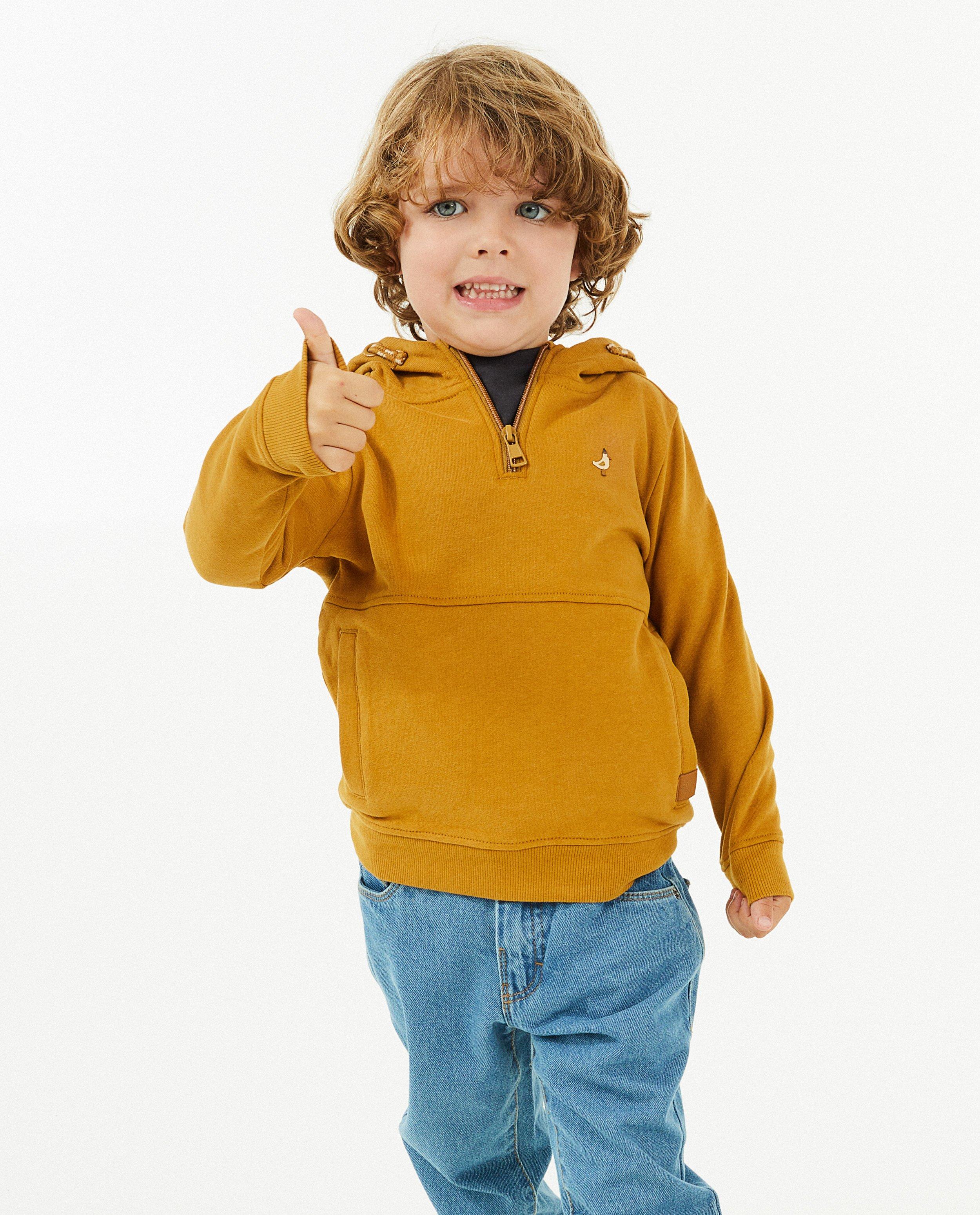 Sweaters - Okergele hoodie met loose fit