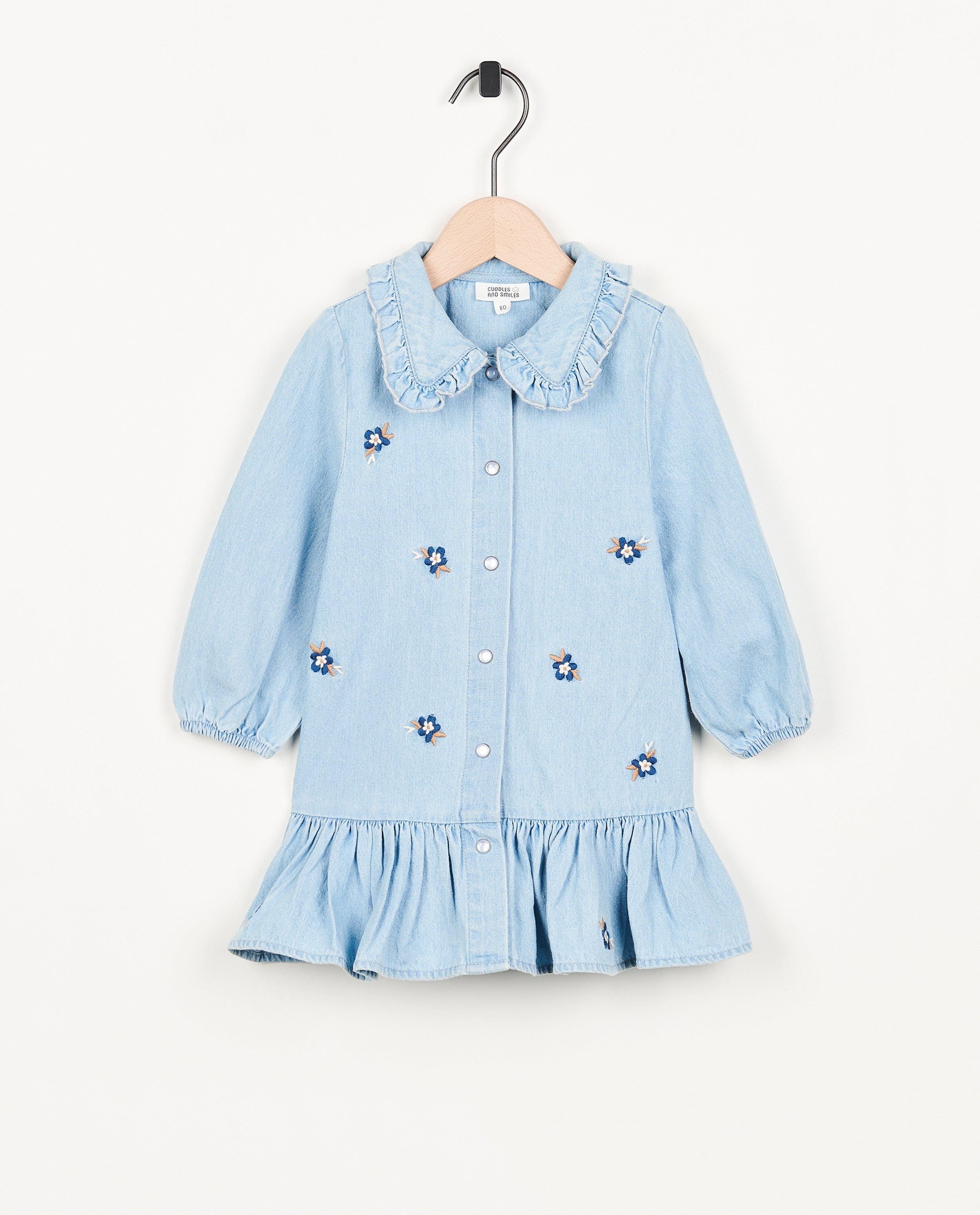 Lichtblauwe jeansjurk met borduursel - null - Cuddles and Smiles