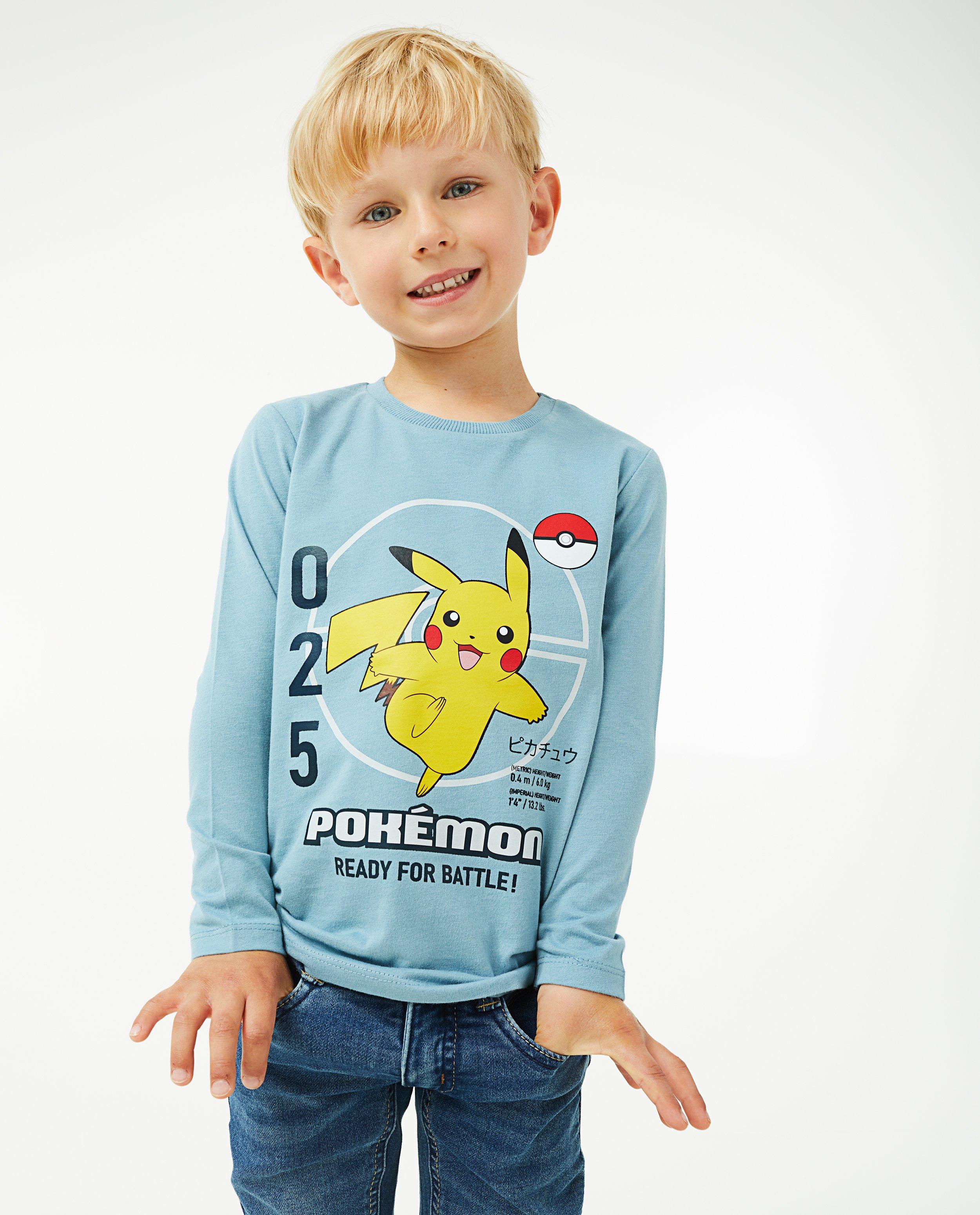 T-shirts - Blauwe longsleeve met Pokémonprint