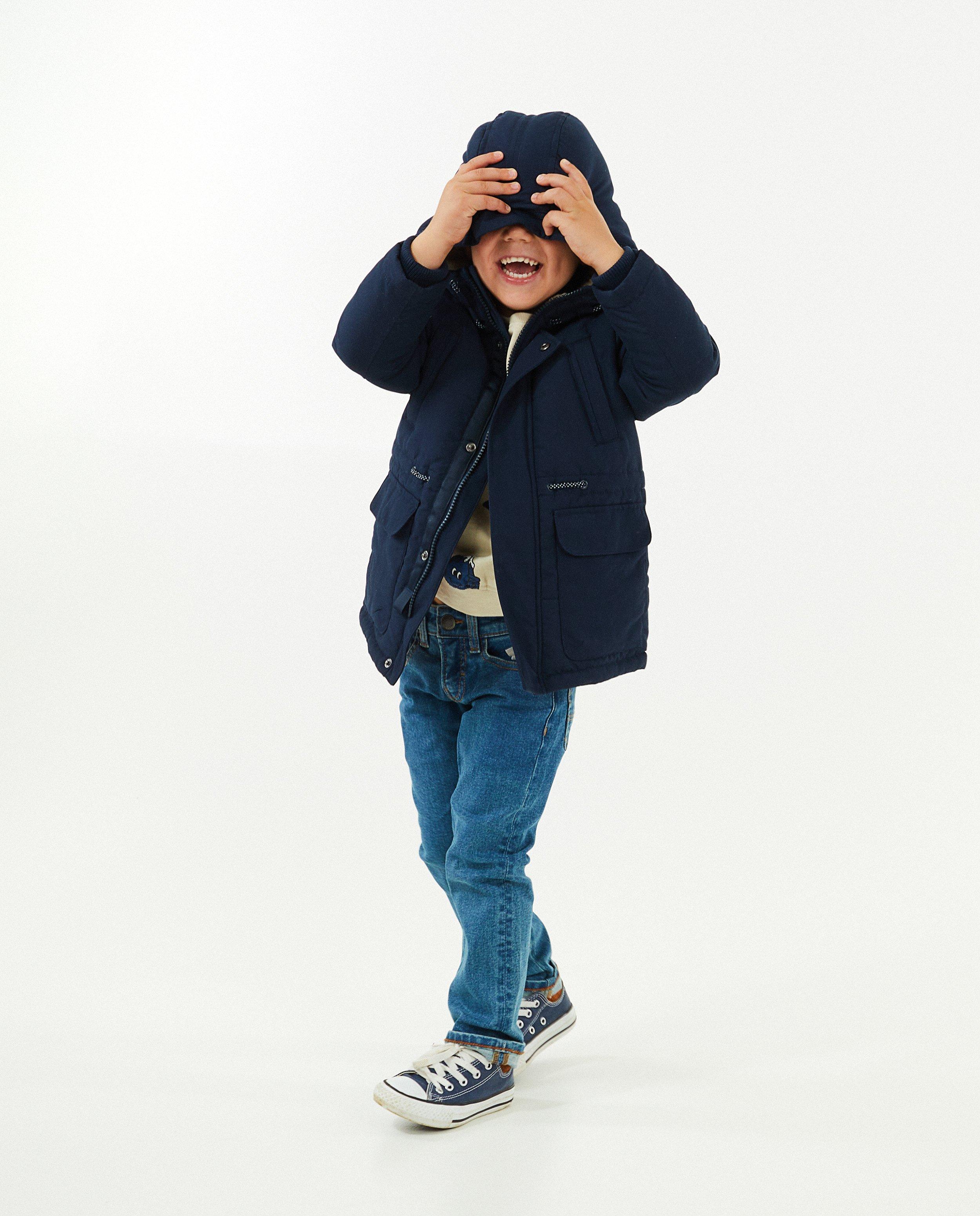 Blauwe winterparka met zakken - null - Kidz Nation