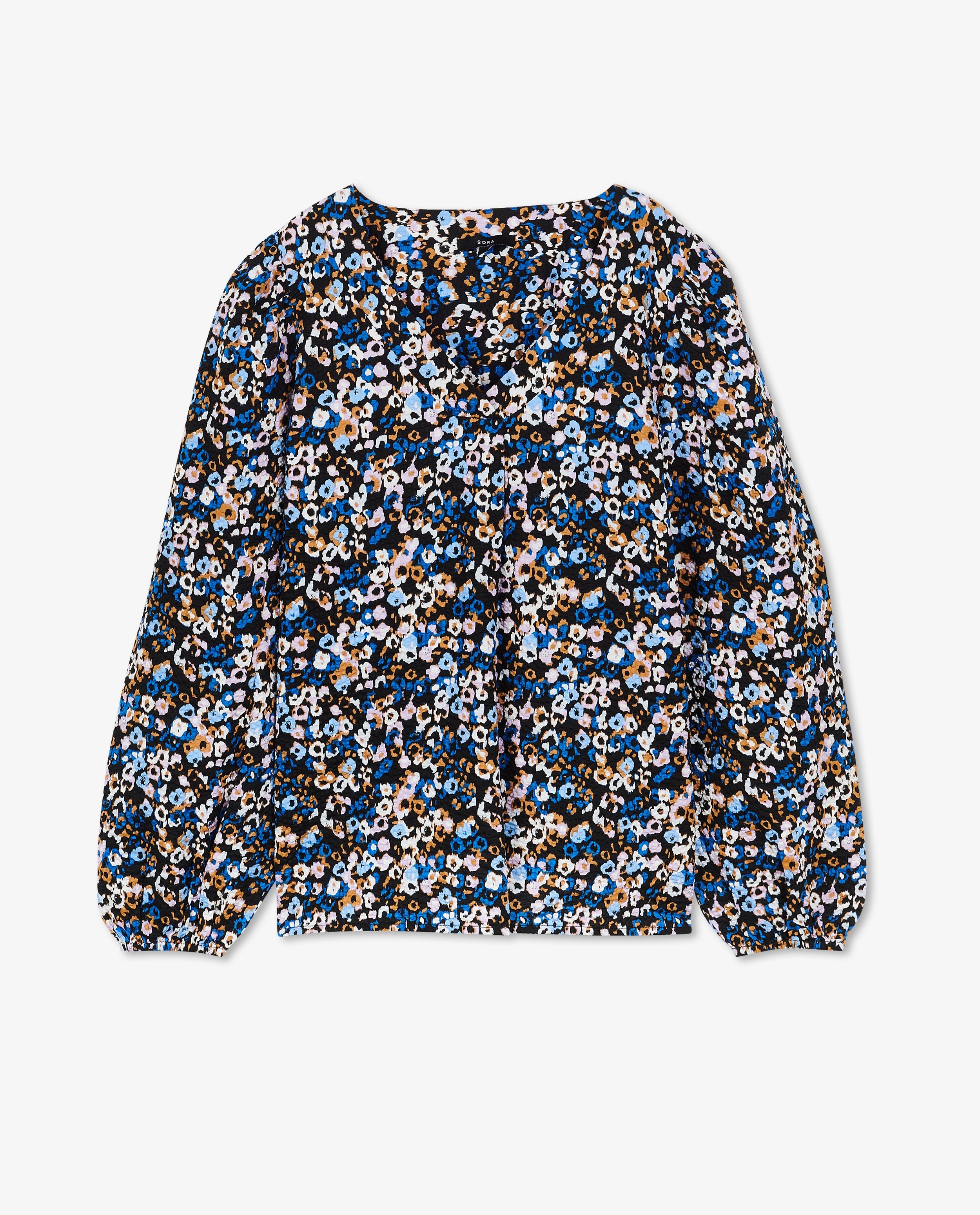 Hemden - Blouse met blauwe bloemenprint