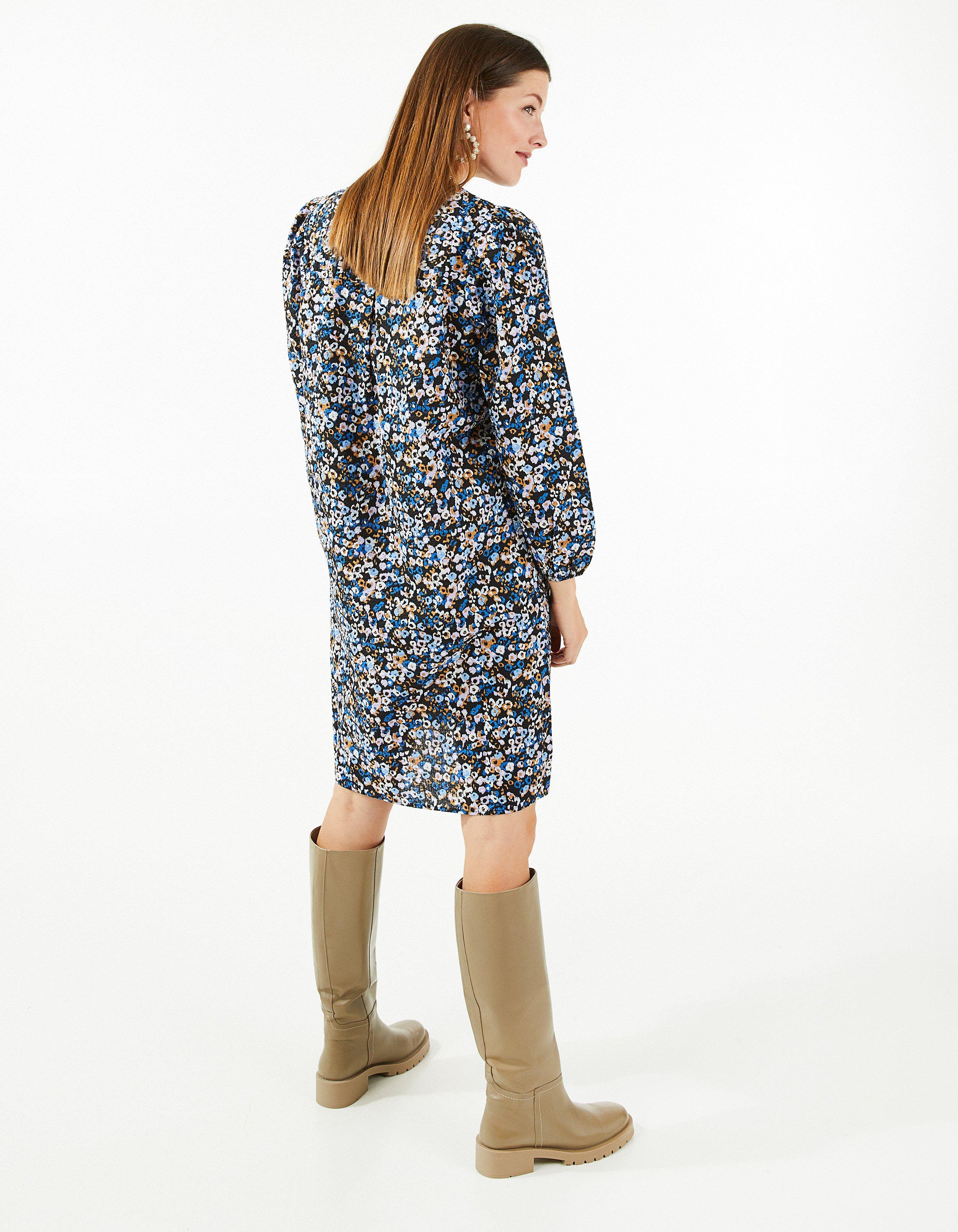Kleedjes - Jurk met blauwe bloemenprint
