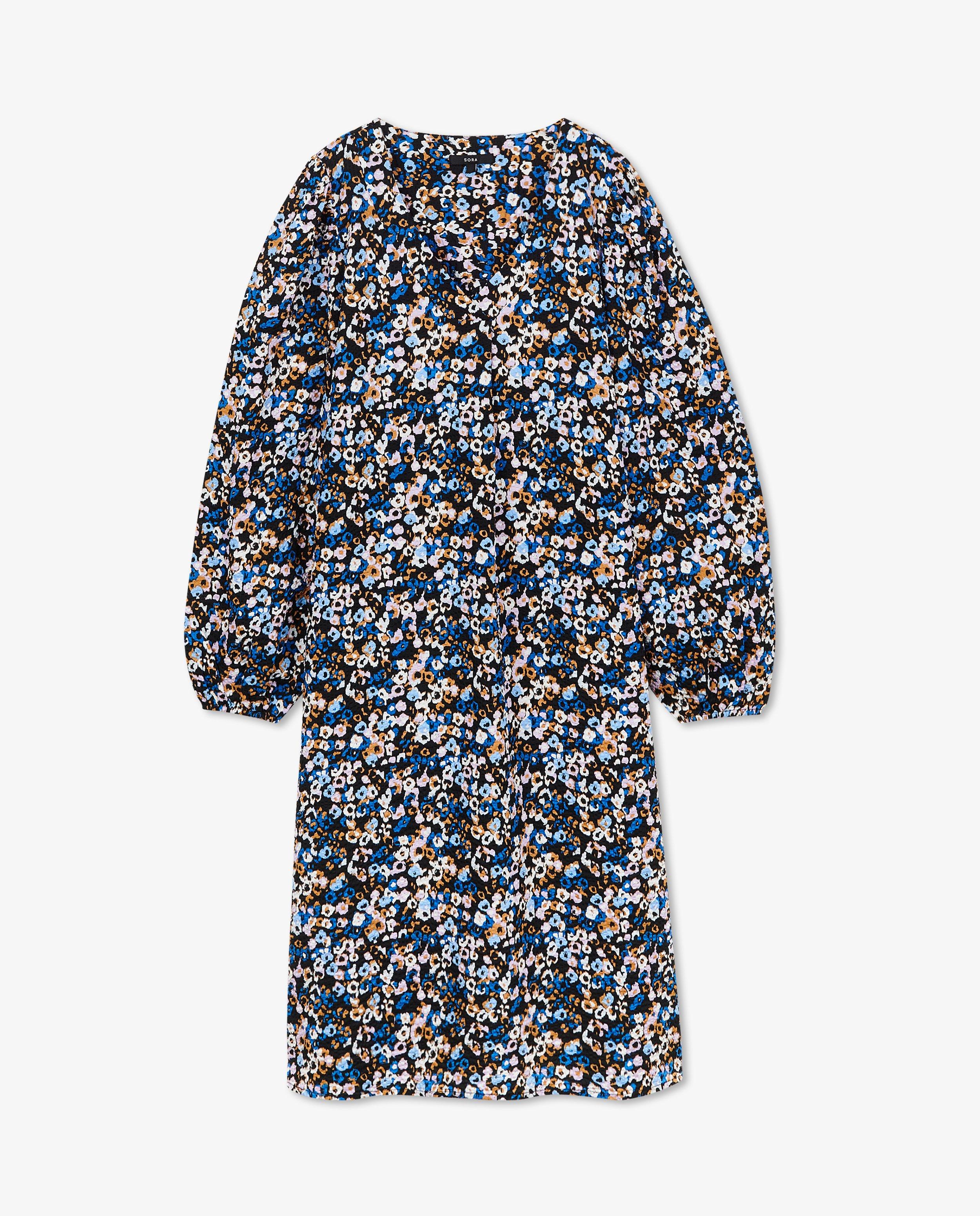 Kleedjes - Jurk met blauwe bloemenprint